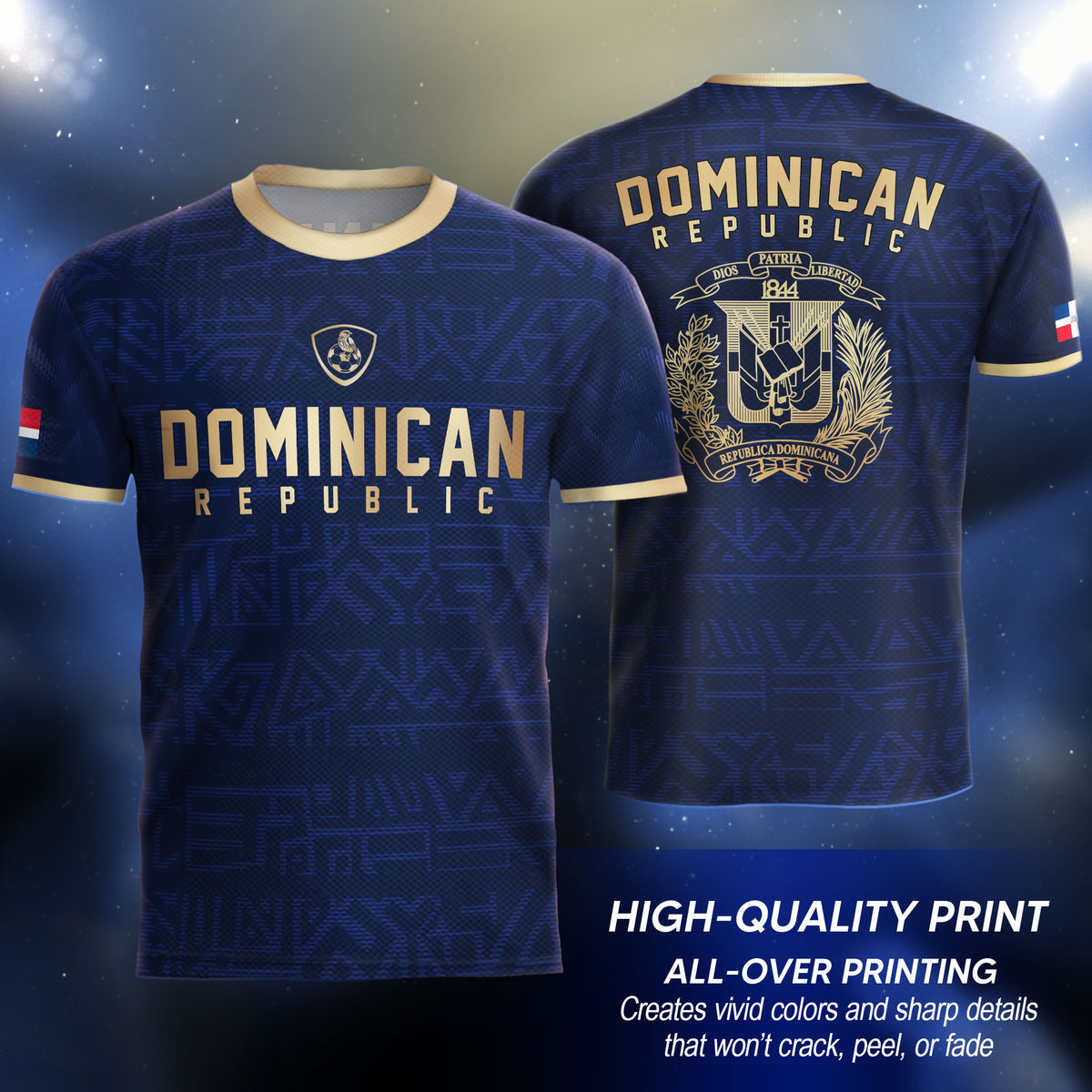 Dominican Republic Soccer Crest Heritage Navy Gold National Pride Soccer Jersey