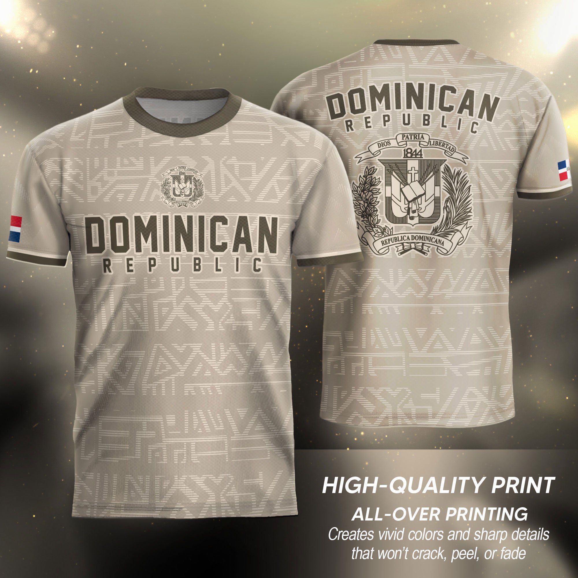 Dominican Republic Beige Brown National Symbol Pattern Graphic Pride Soccer Jersey