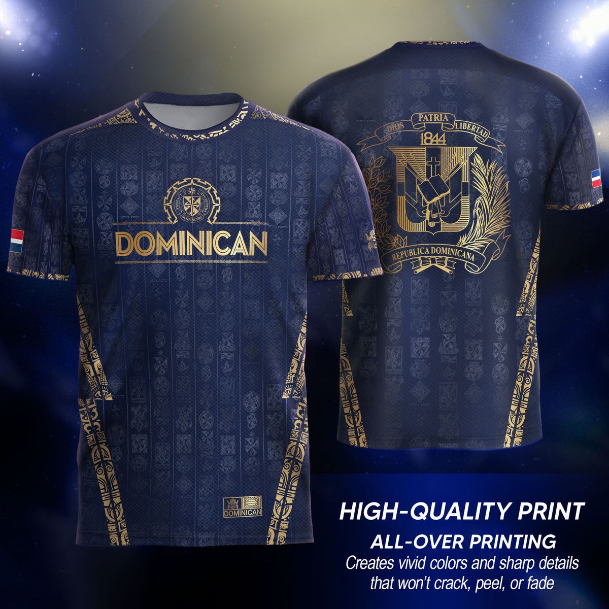 Dominican Republic Heritage Navy Gold Patchwork Soccer Jersey