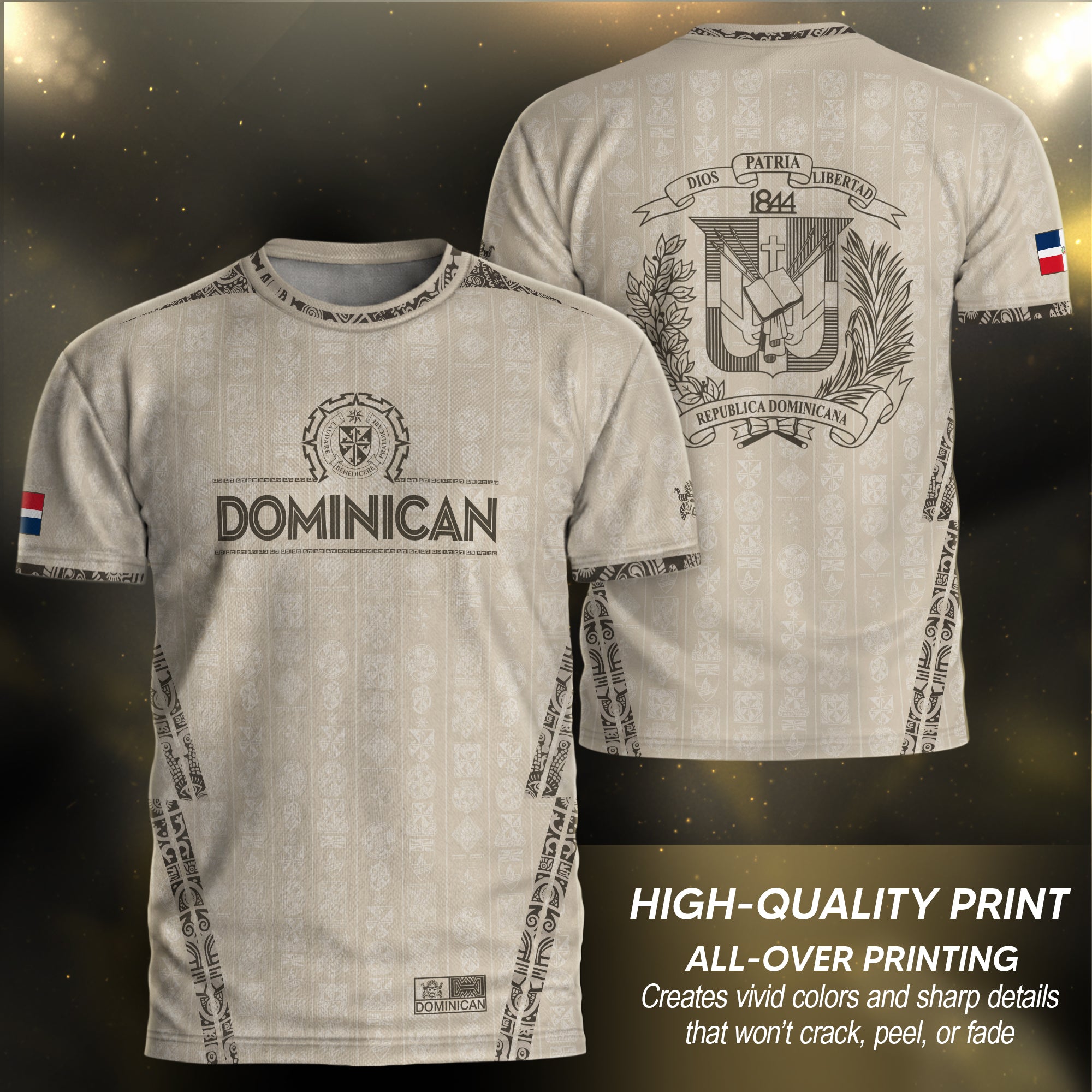 Dominican Republic Heritage Beige Tan Patchwork Soccer Jersey
