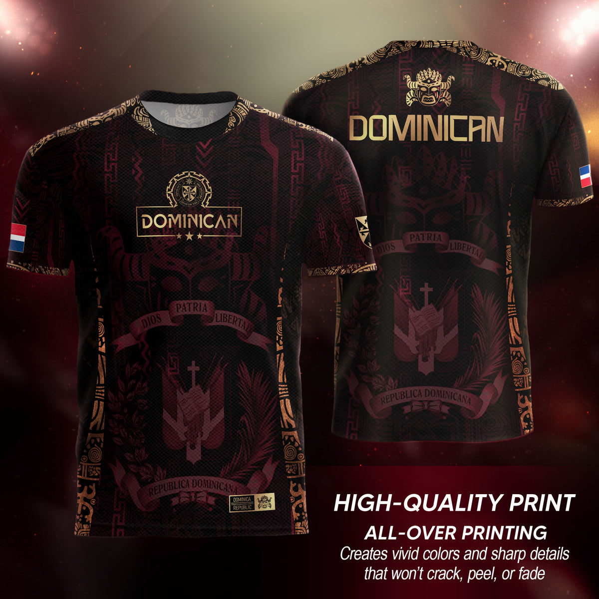 Dominican Republic Orgullo Dominicano Dark Maroon Mask Vintage Soccer Jersey