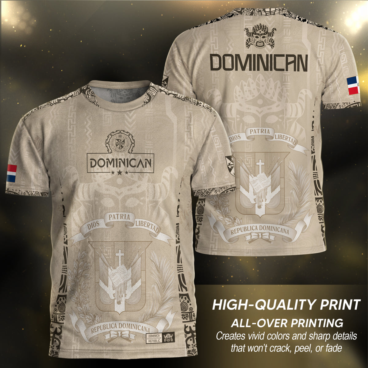 Dominican Republic Orgullo Dominicano Beige Mask Retro Soccer Jersey