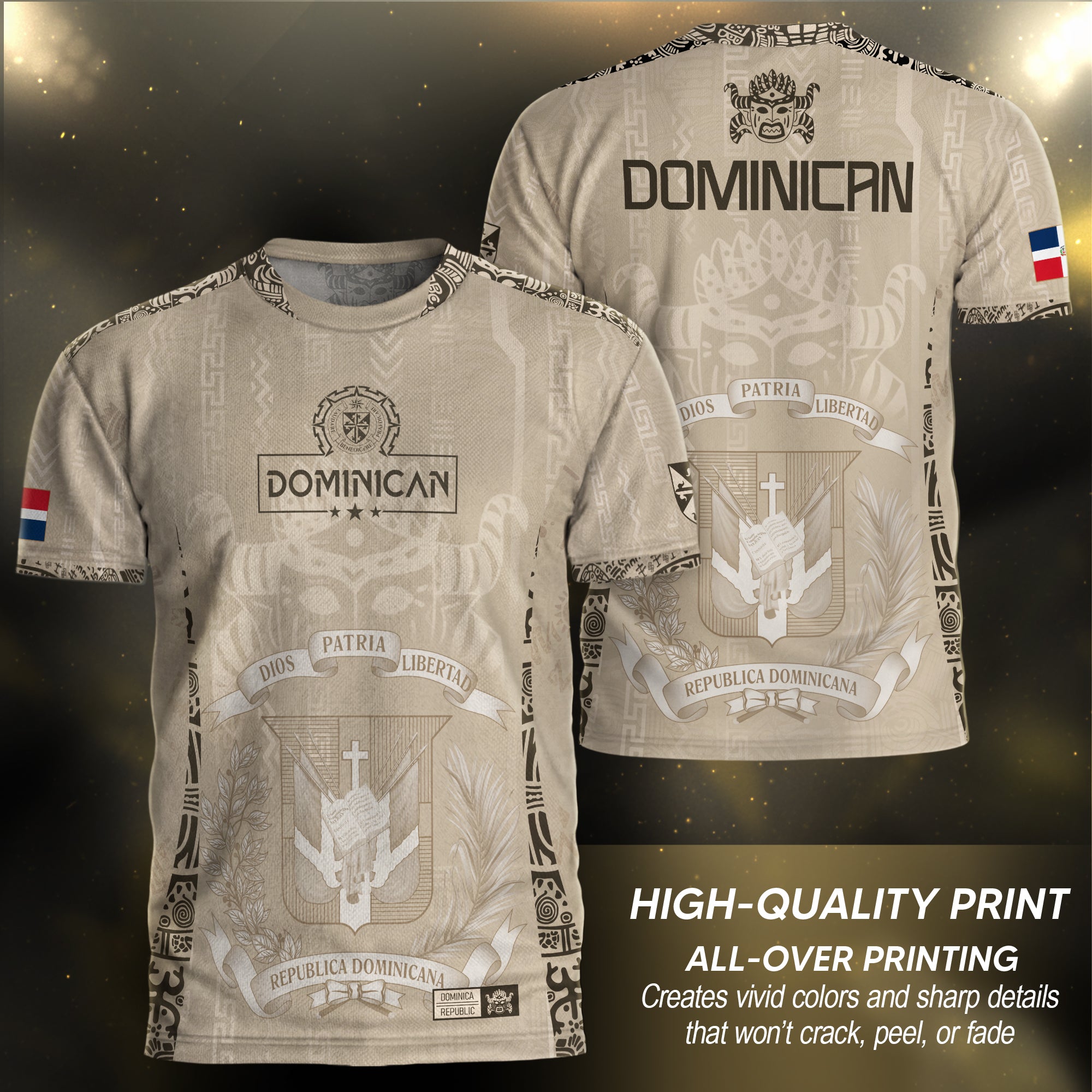 Dominican Republic Orgullo Dominicano Beige Mask Retro Soccer Jersey