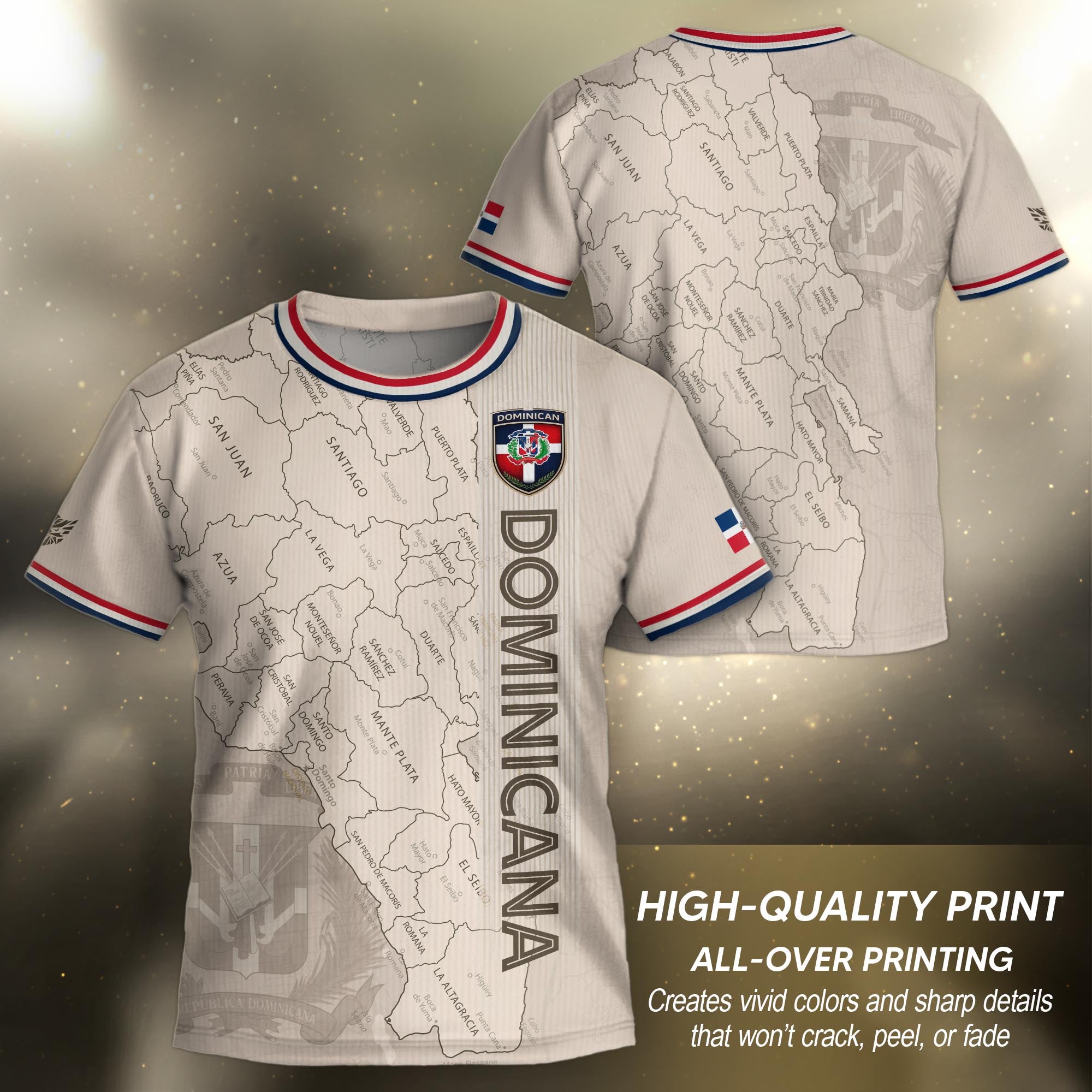 Dominican Republic Kids Youth Heritage Beige Map National Pride Athletic Soccer Jersey