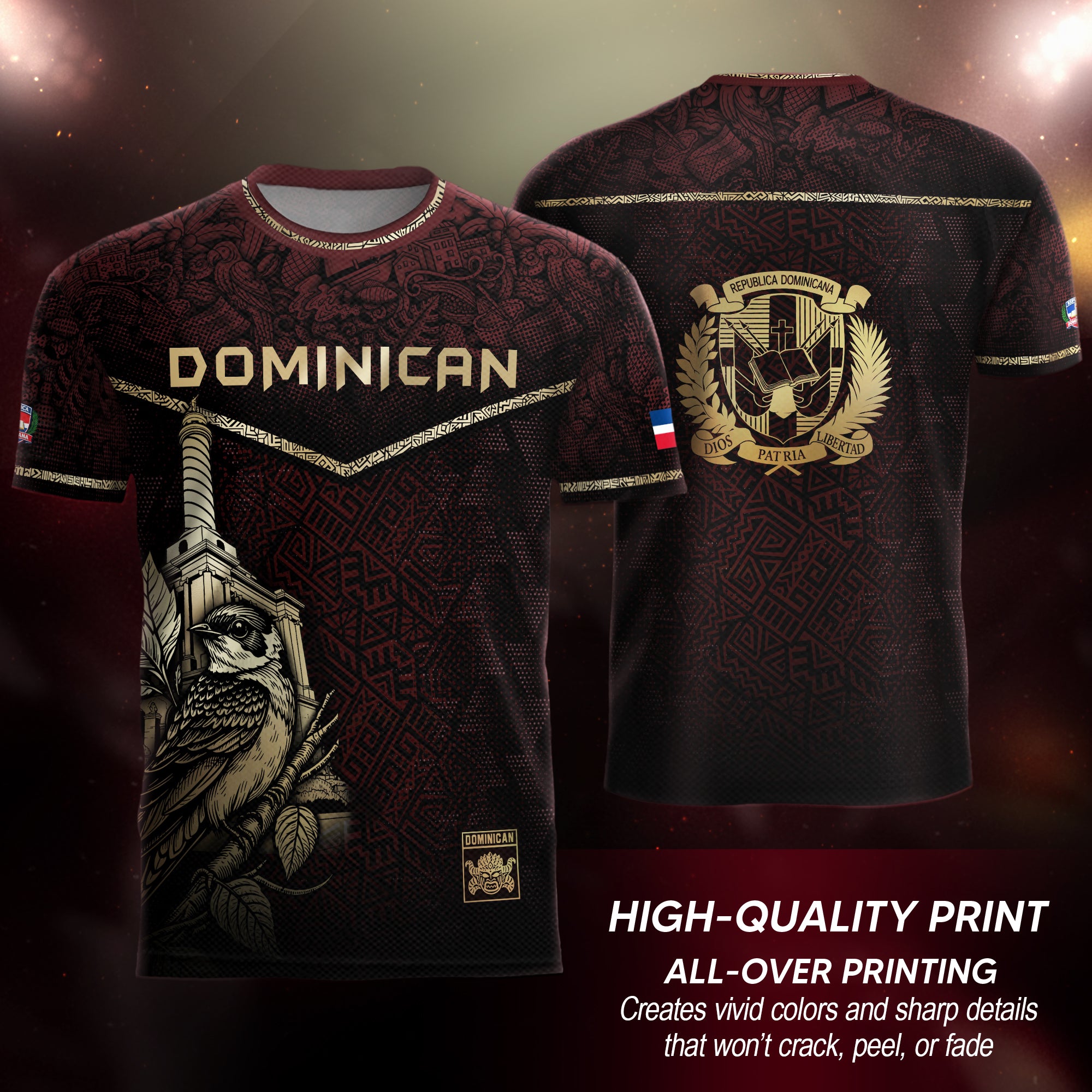 Dominican Cultural Legacy Soccer Jersey Maroon Black, Identity & Pride Apparel