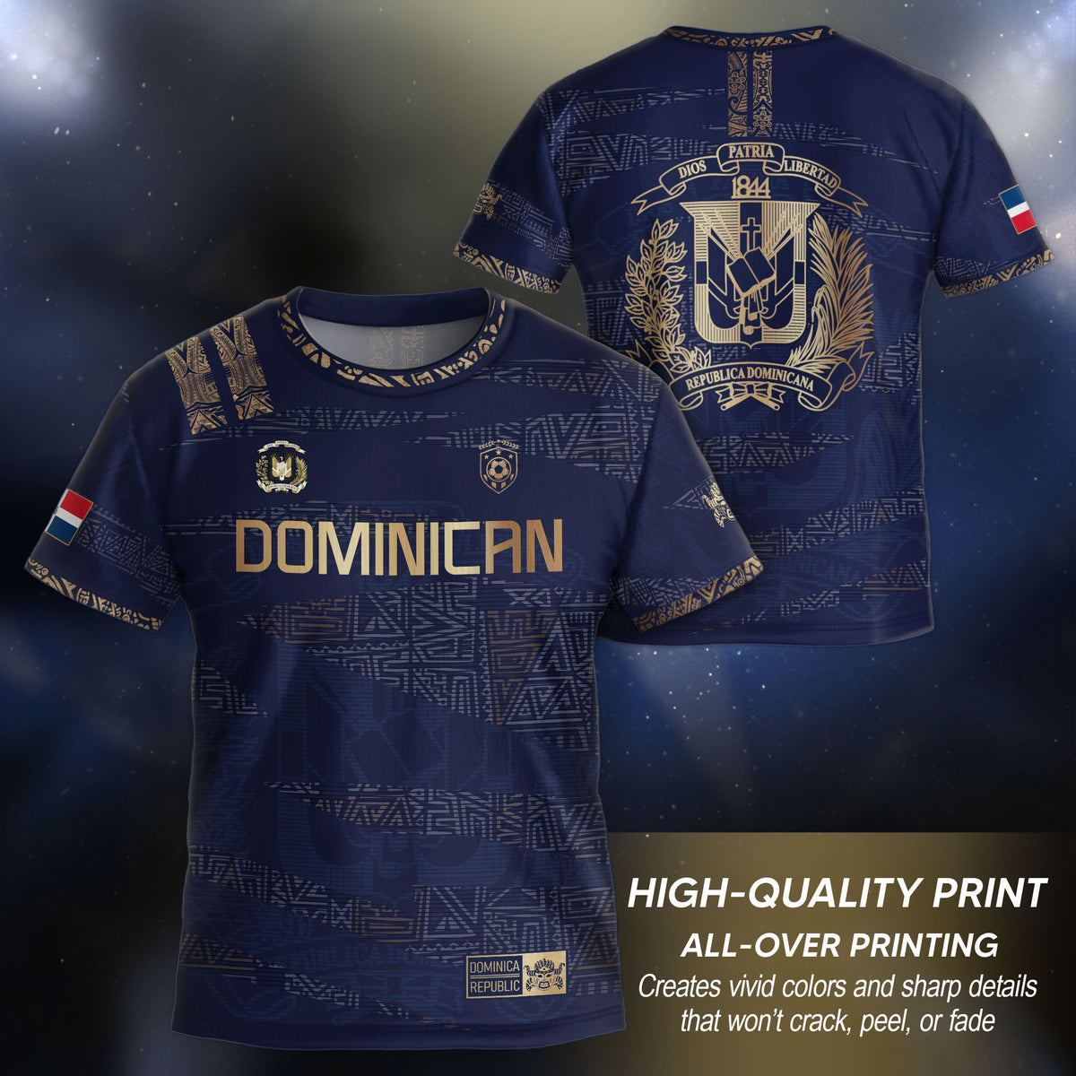 Dominican Republic Youth Soccer Jersey Navy Gold Cultural Pride