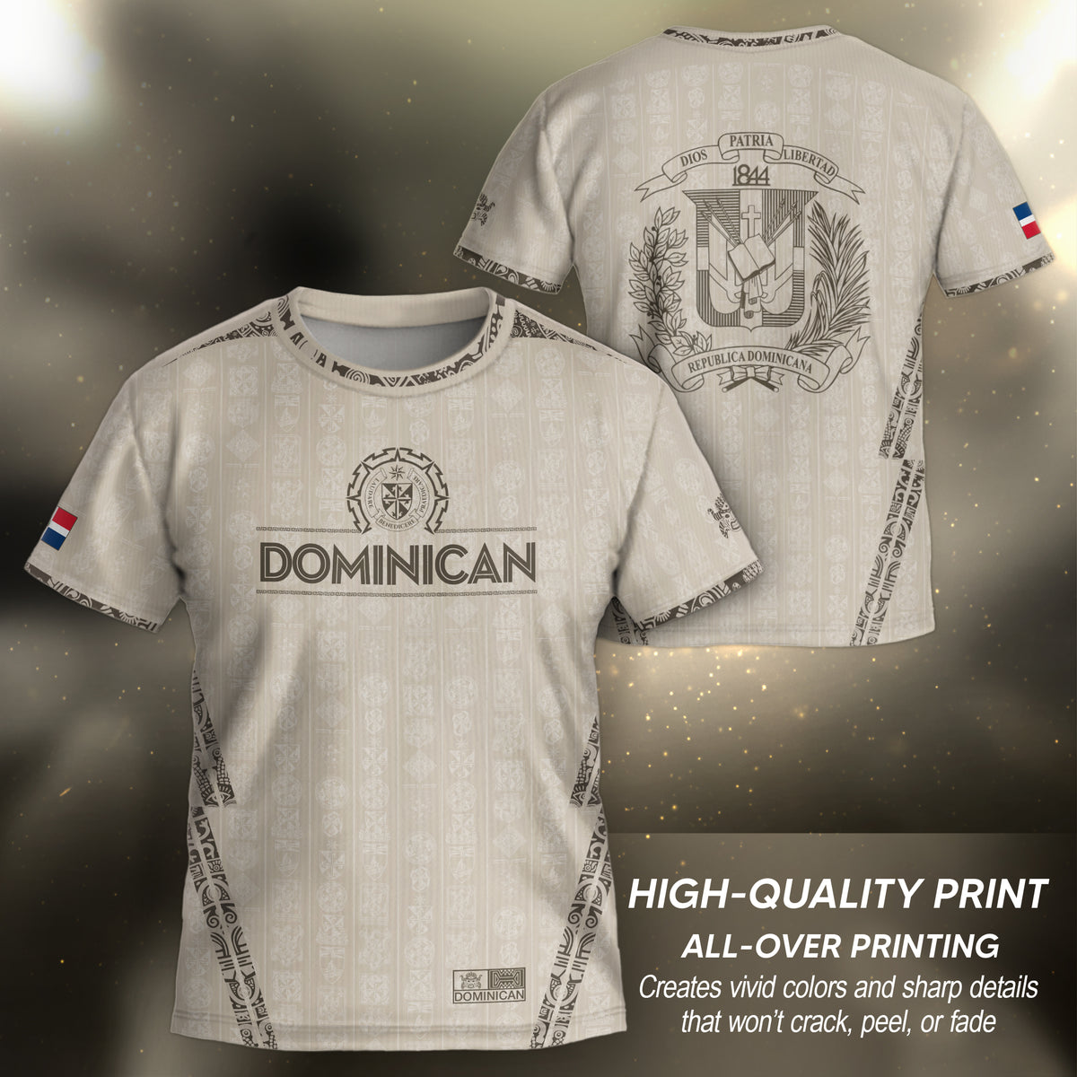 Dominican Republic Kids Youth Orgullo Dominicano Beige Tan Patchwork Soccer Jersey