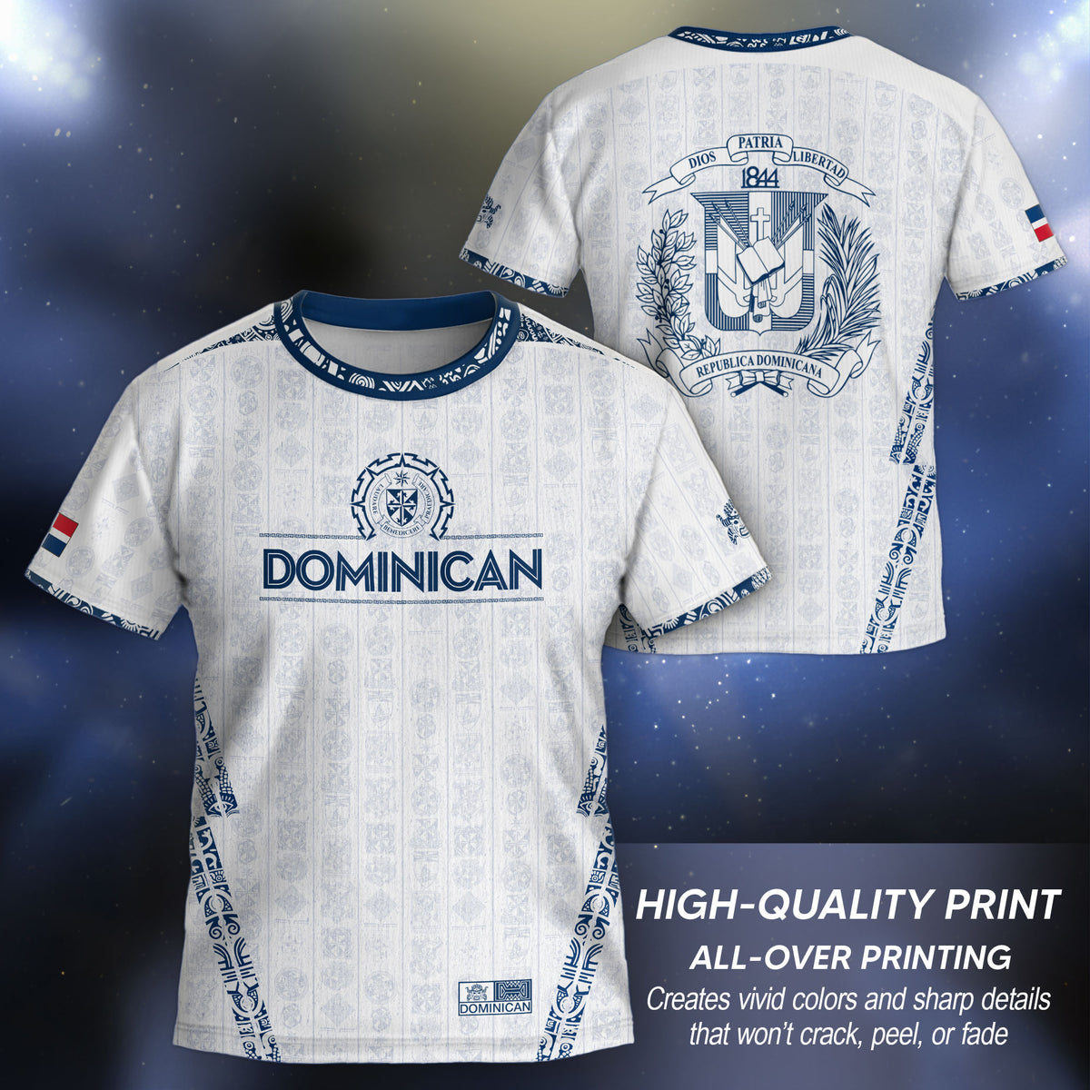 Dominican Republic Kids Youth Orgullo Dominicano White Patchwork Soccer Jersey