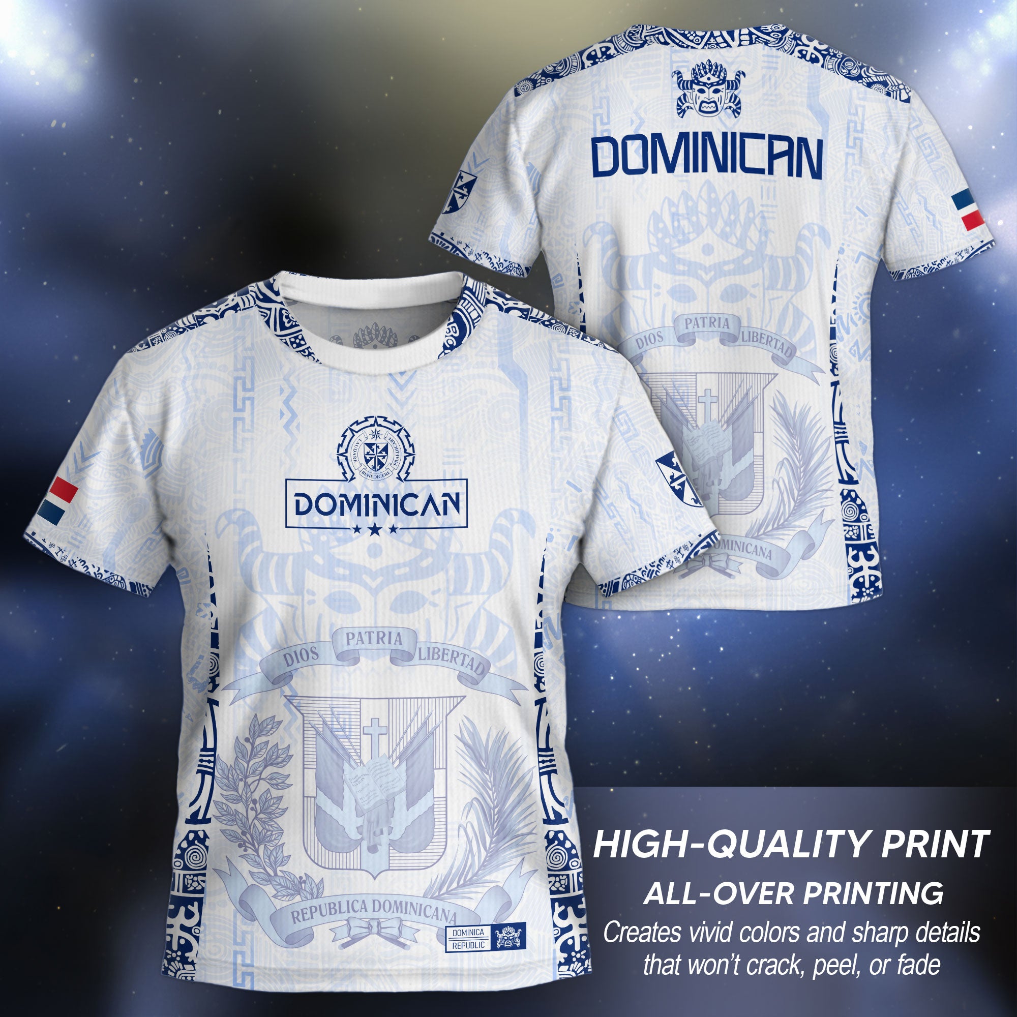 Dominican Republic Kids Youth Orgullo Dominicano White Vintage Mask Soccer Jersey