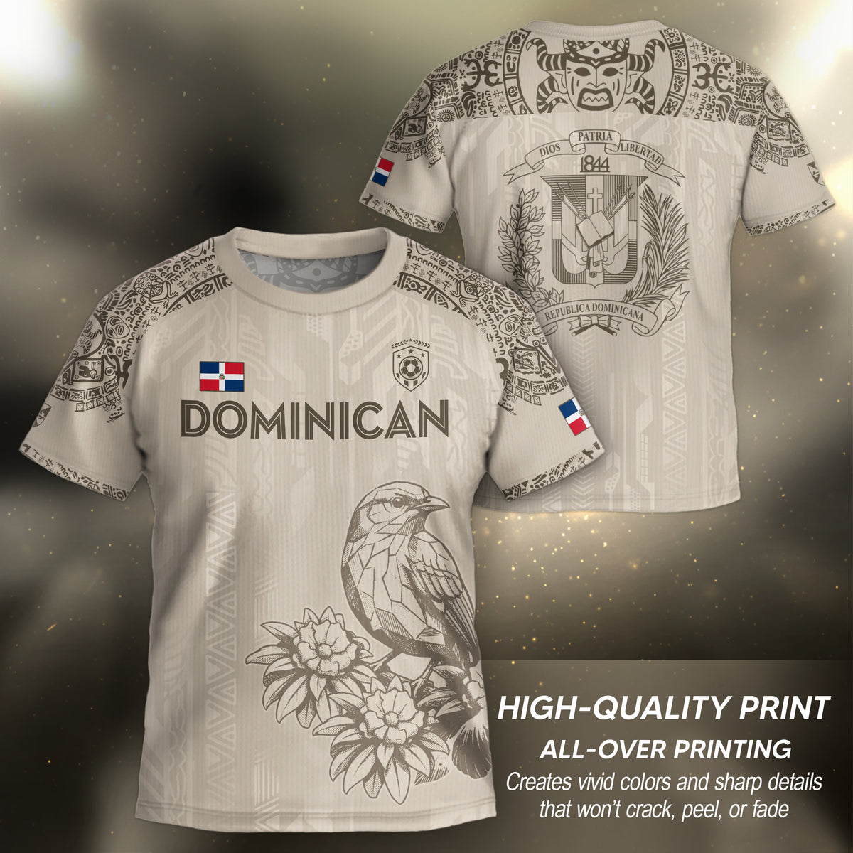 Dominican Republic Kids Youth Orgullo Dominicano Beige Tan Cigua Palmera Soccer Jersey