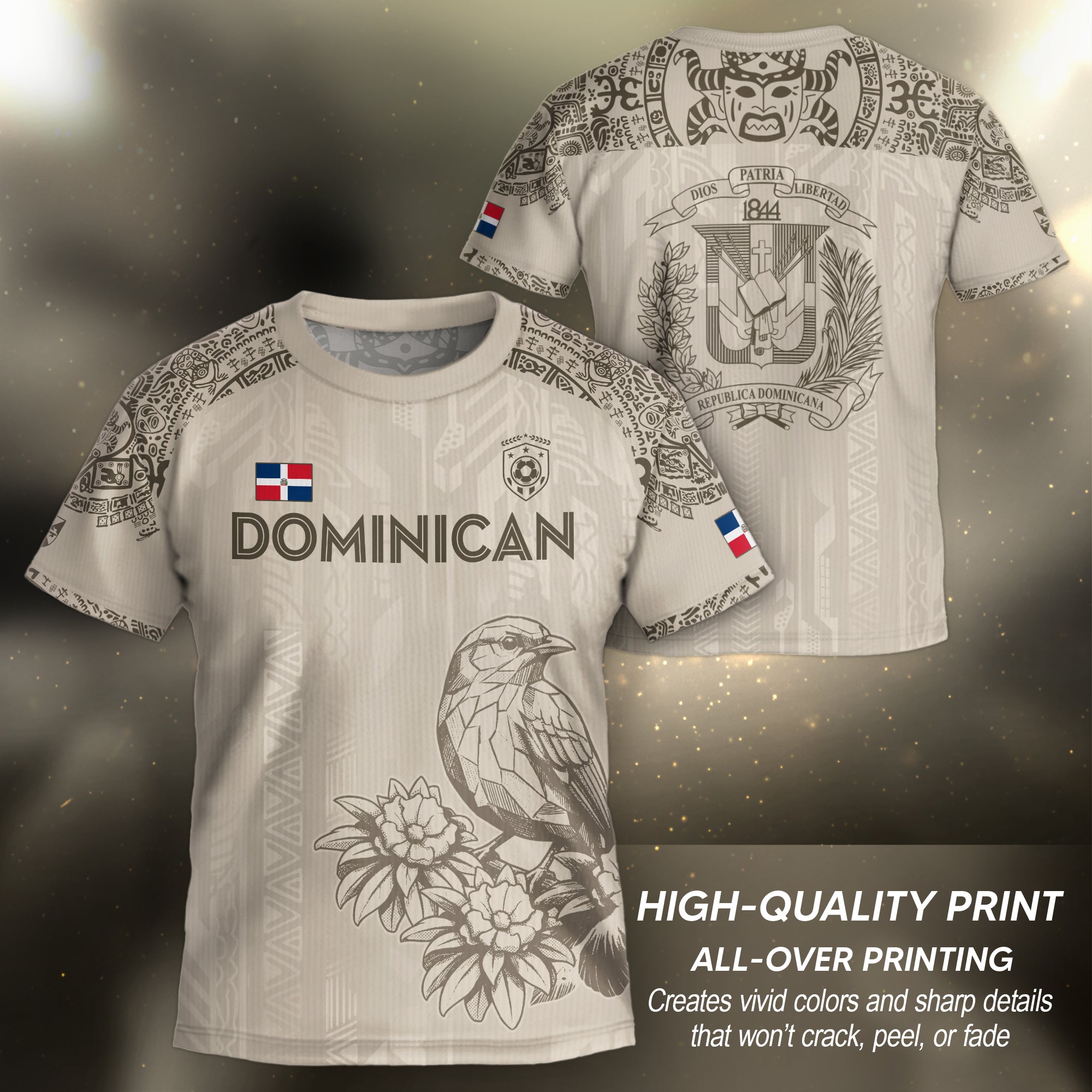 Dominican Republic Kids Youth Orgullo Dominicano Beige Tan Cigua Palmera Soccer Jersey