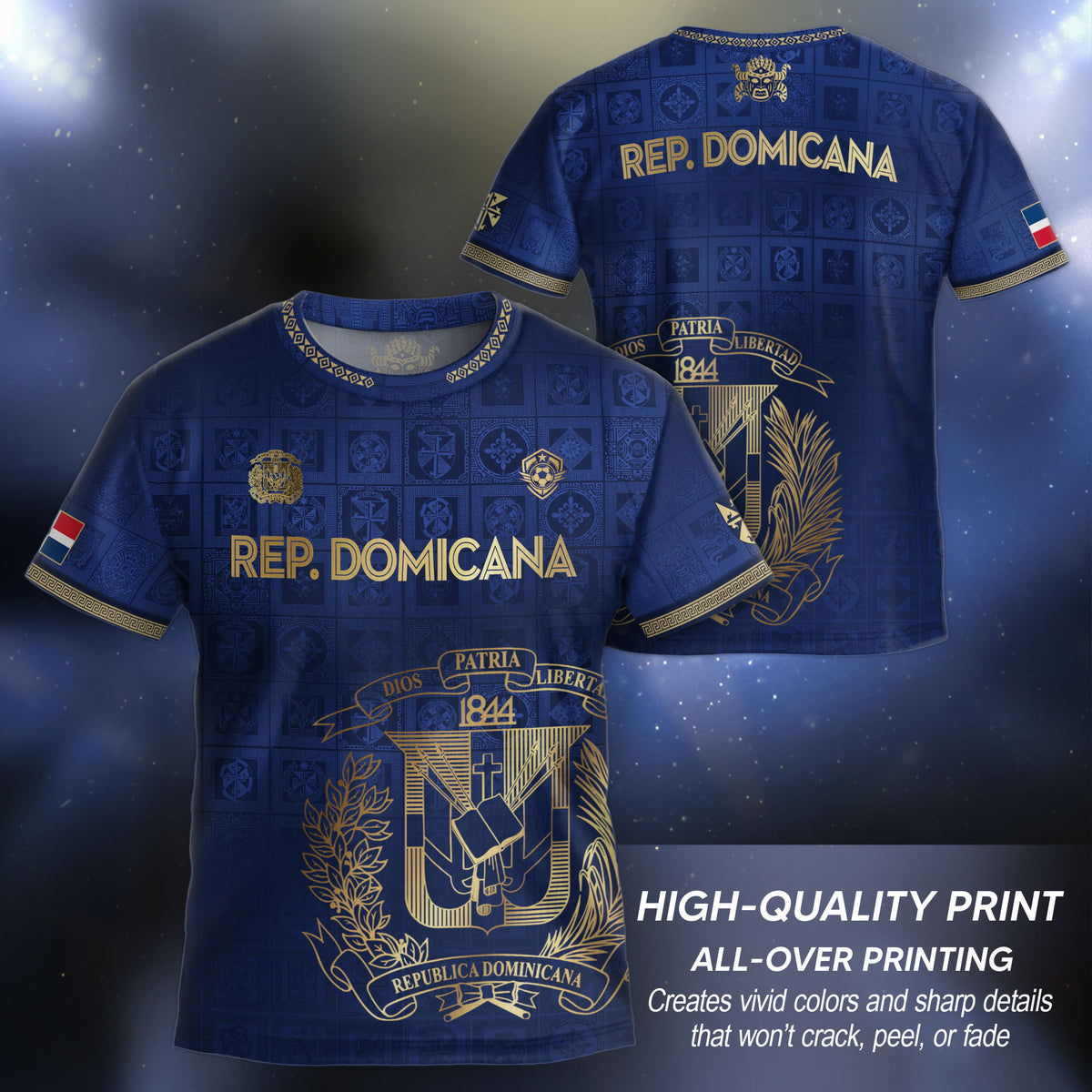 Dominican Republic Kids Soccer Jersey Navy Gold Heritage Edition