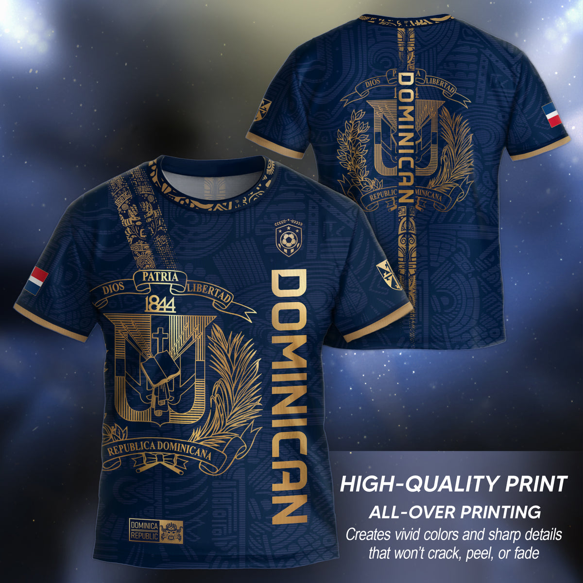 Dominican Republic Kids Soccer Jersey Navy Gold Cultural Pride