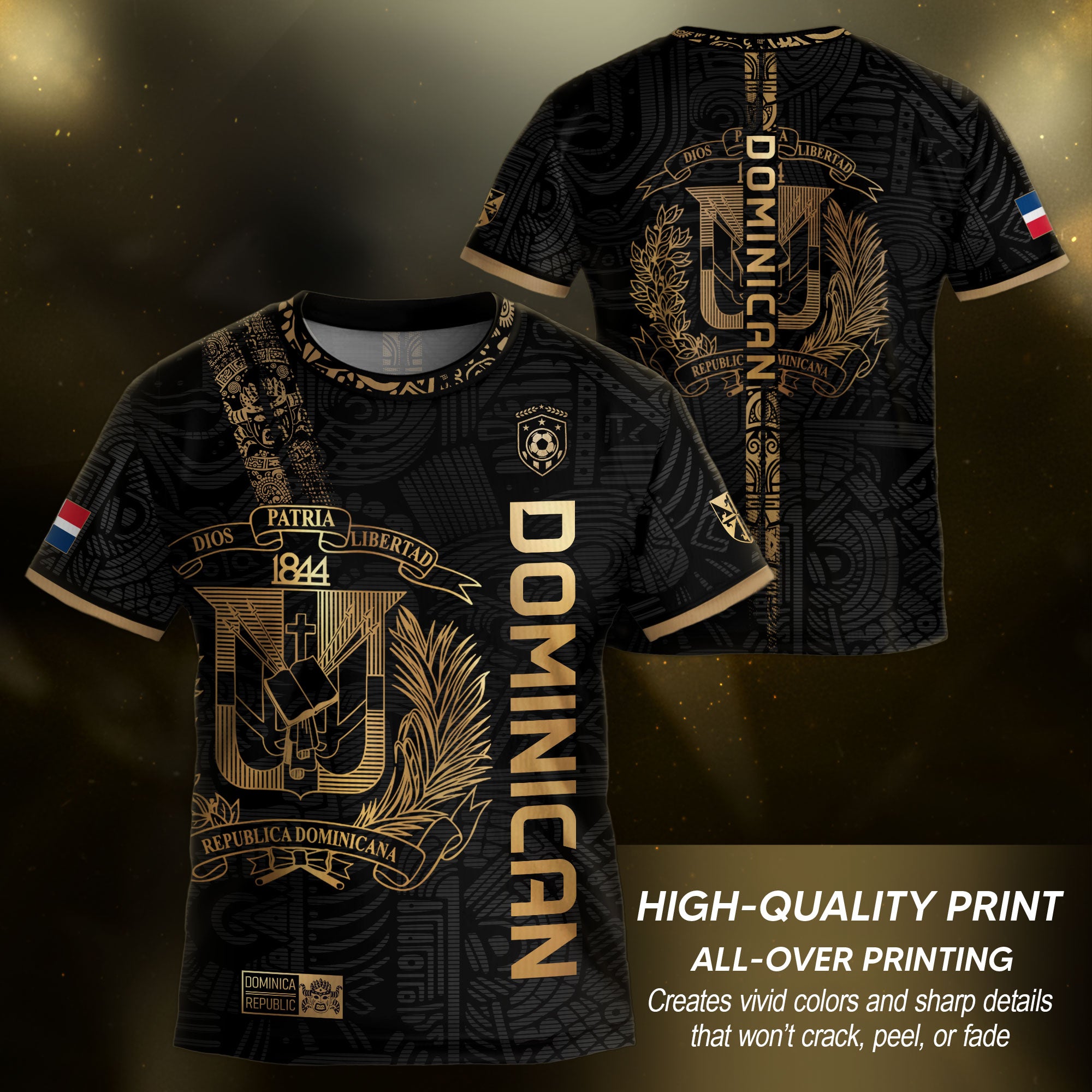 Dominican Pride Kids Soccer Jersey Black Cultural Edition