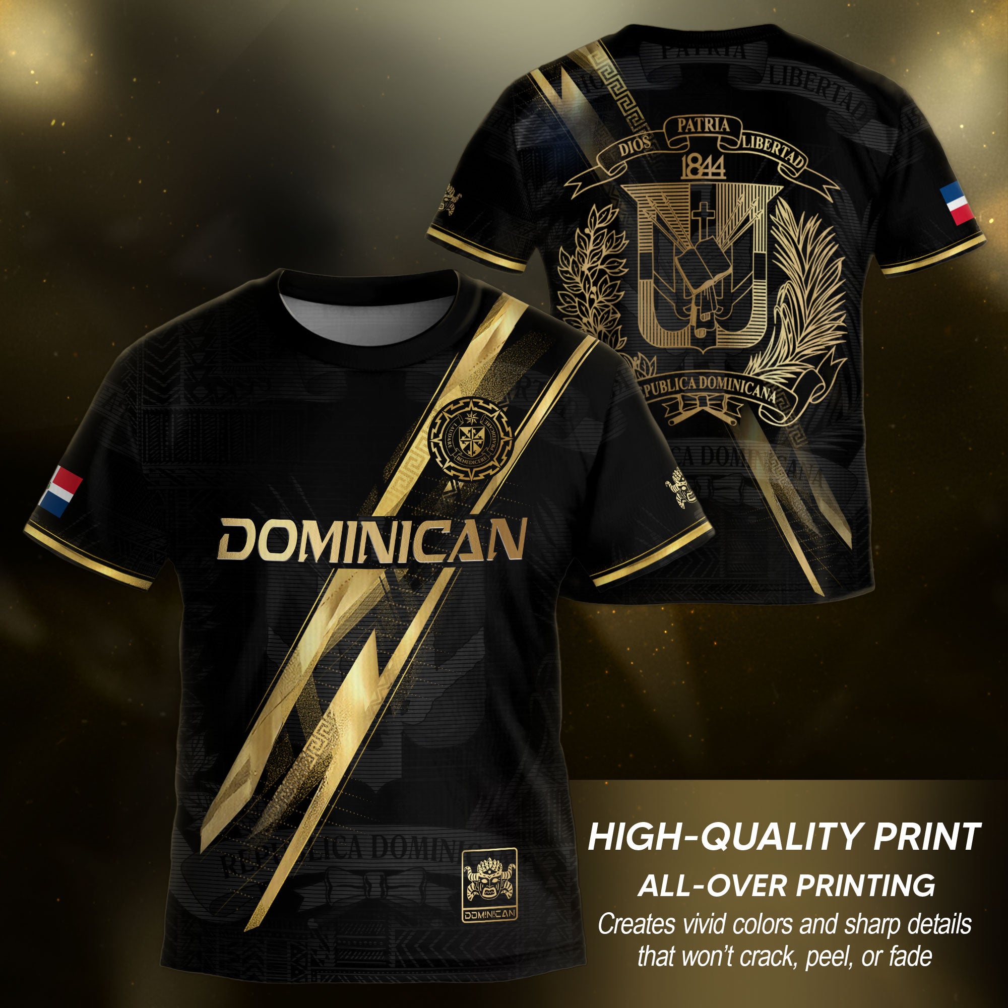 Dominican Cultural Youth Soccer Jersey Black Heritage Style