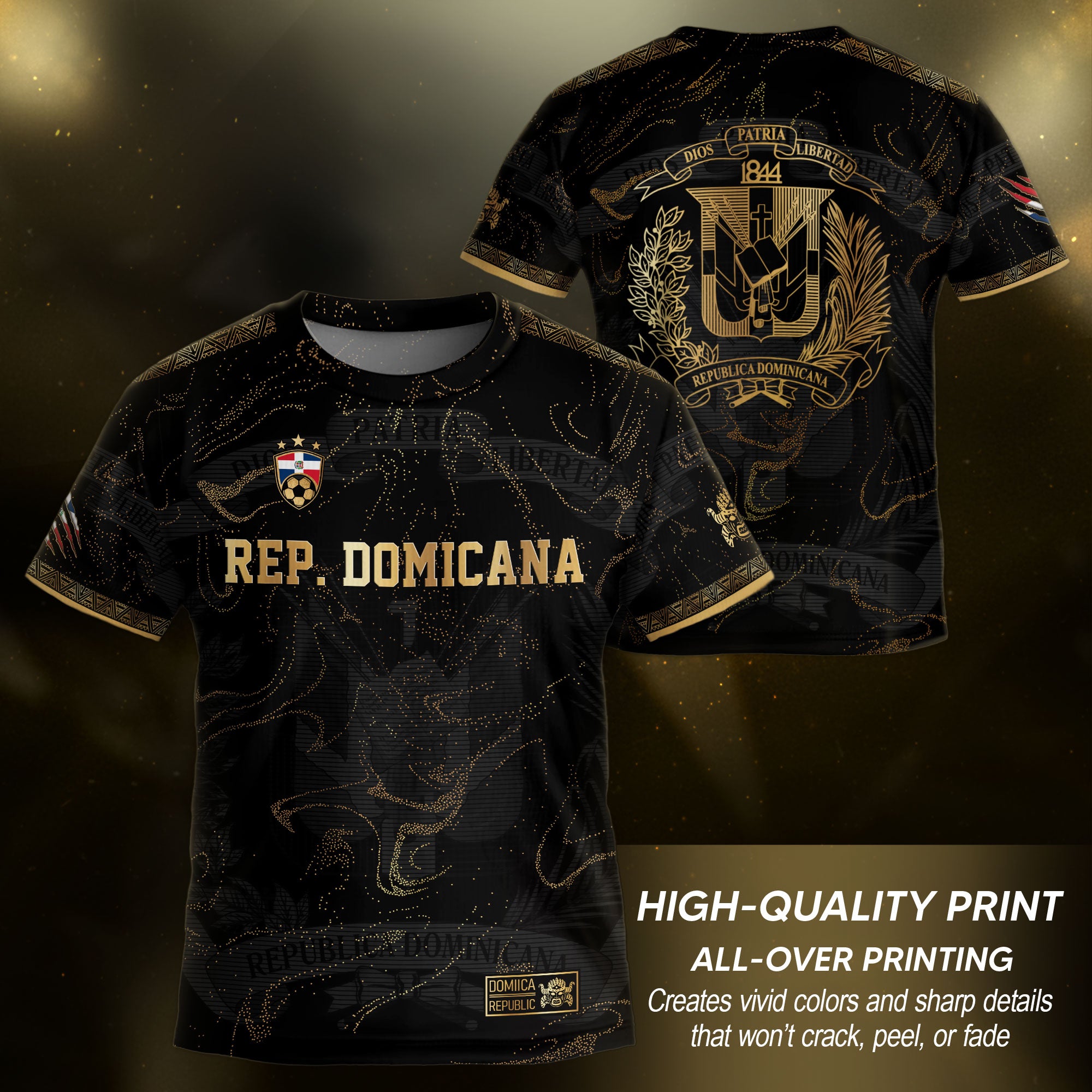 Dominican Heritage Kids Soccer Jersey Black Silver Edition