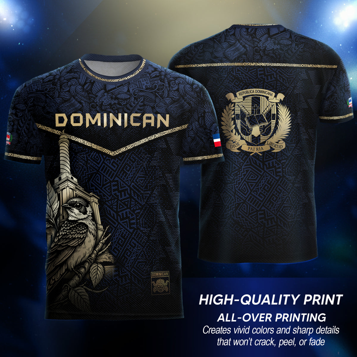 Dominican Cultural Legacy Soccer Jersey Black Navy, Identity & Pride Edition