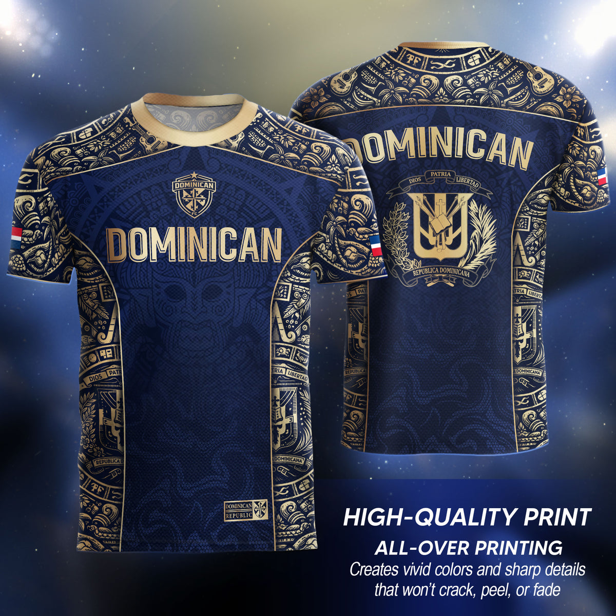 Dominican Republic Independence Navy Gold Mask Heritage Soccer Jersey