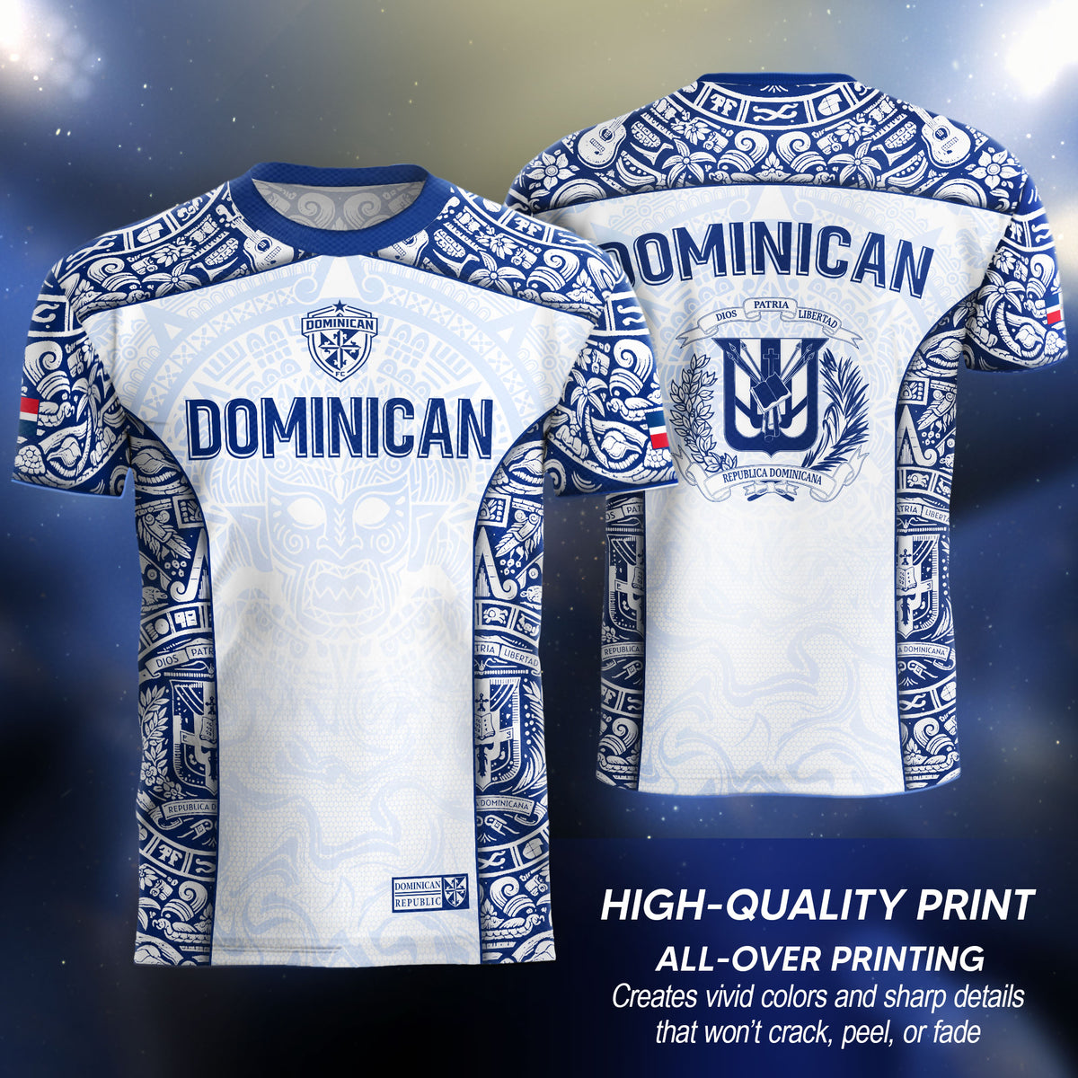 Dominican Republic Heritage White Taino Tribal Style Pride Soccer Jersey