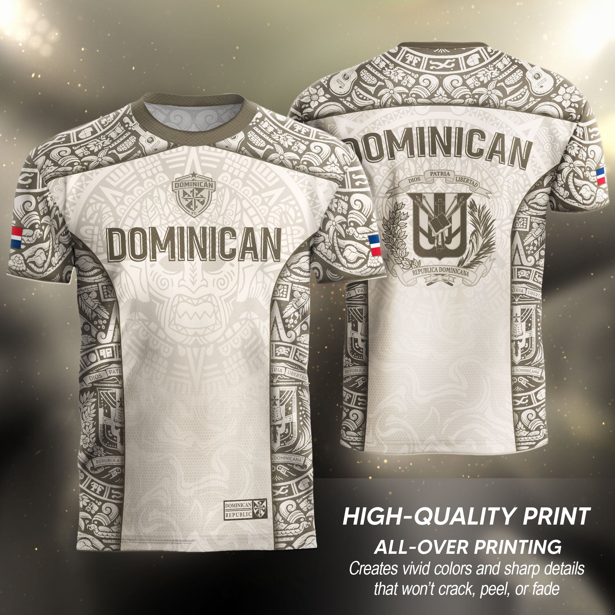 Dominican Republic Heritage Orgullo Dominicano Beige Taino Soccer Jersey