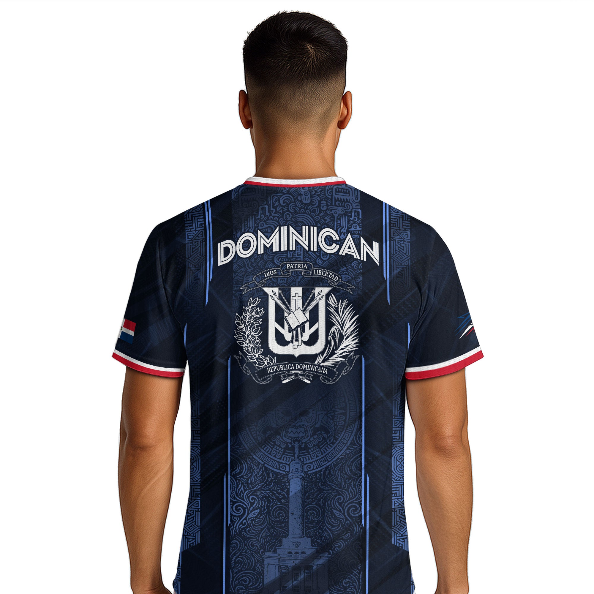 Dominican Republic Heritage Navy Blue Red National Pride Athletic Soccer Jersey