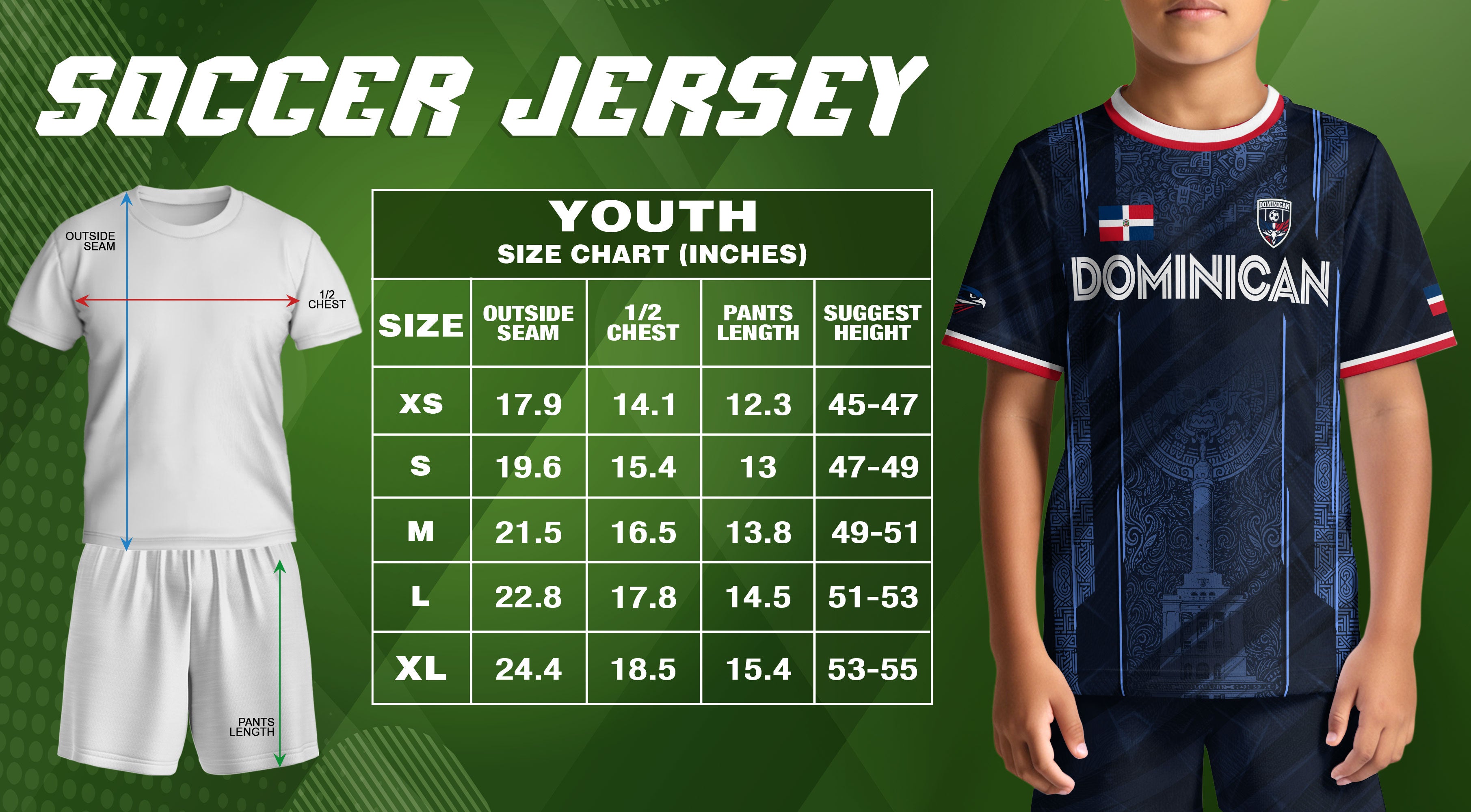 Dominican Heritage Soccer Jersey Navy for Kids Youth, Cultural Identity & National Pride
