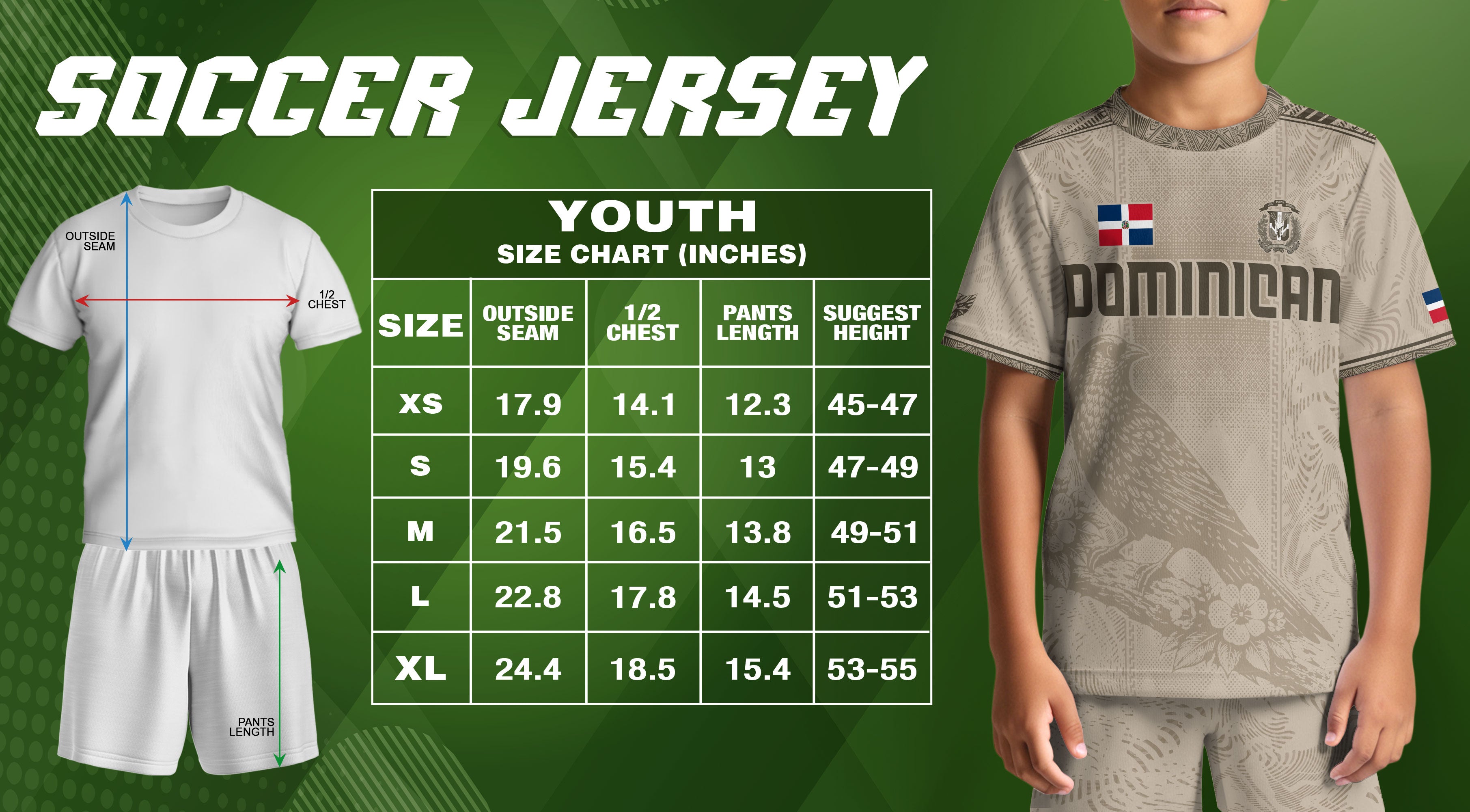 Dominican Cultural Pride Soccer Jersey Beige for Kids Youth, Heritage-Inspired Apparel