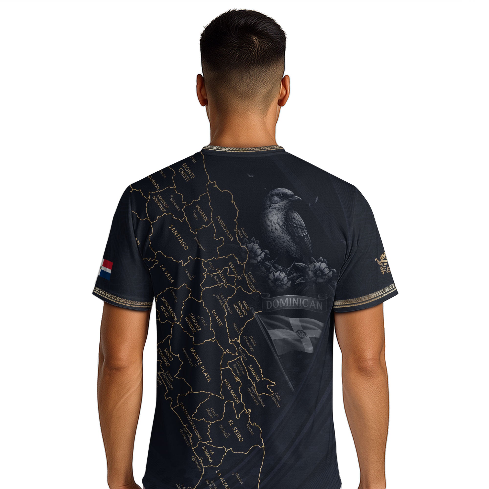 Dominican Heritage Soccer Jersey Black Gold, Cultural Pride & Identity Collection