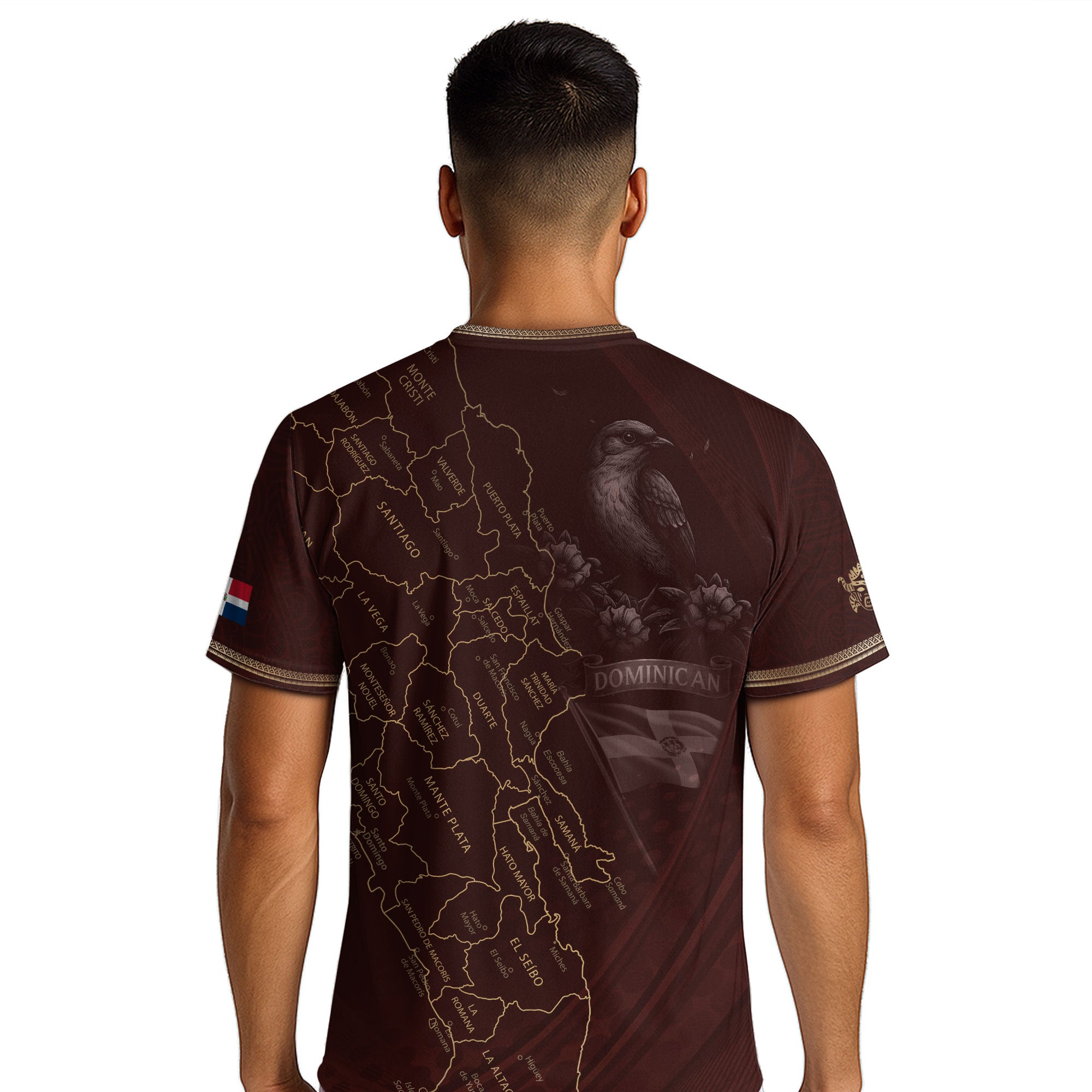 Dominican National Heritage Soccer Jersey Maroon Gold, Pride-Inspired Football Apparel