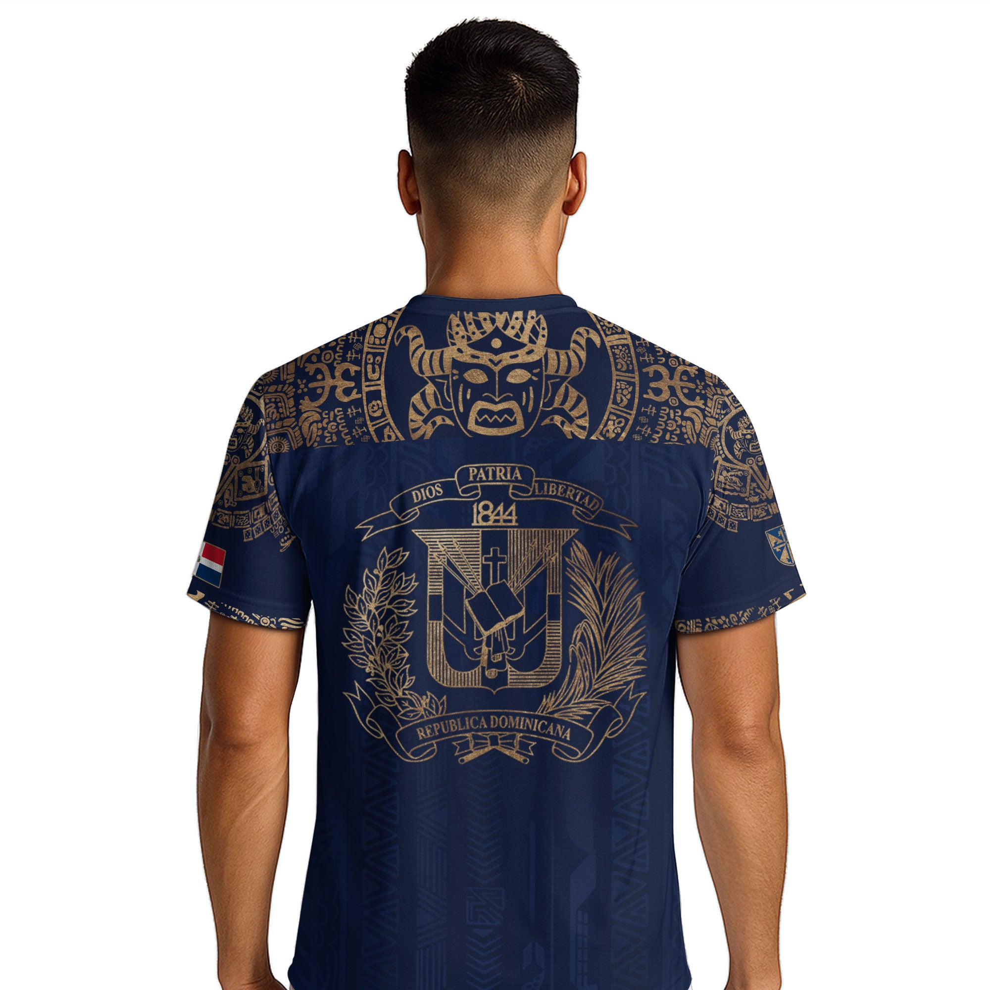 Dominican Republic Heritage Navy Gold Athletic Bird Flower Soccer Jersey