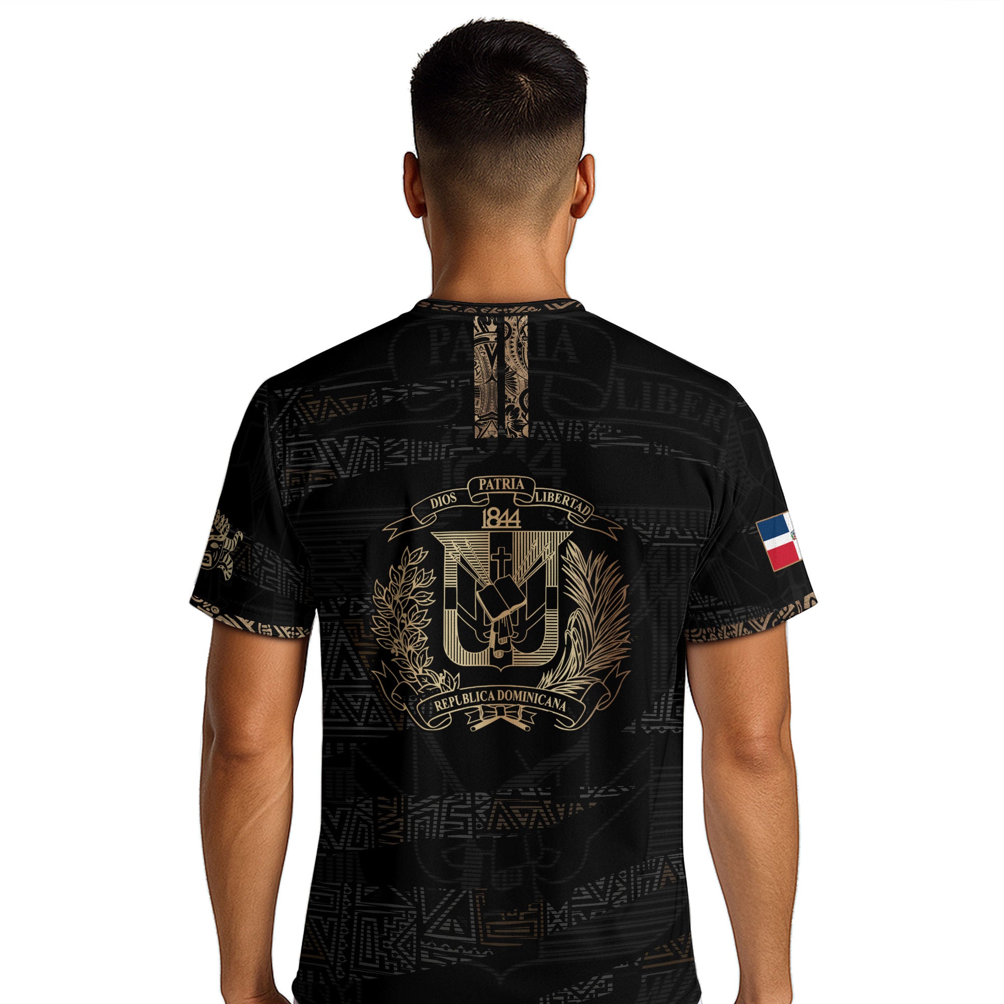 Dominican Republic Heritage Black Gold Athletic Geometric Soccer Jersey