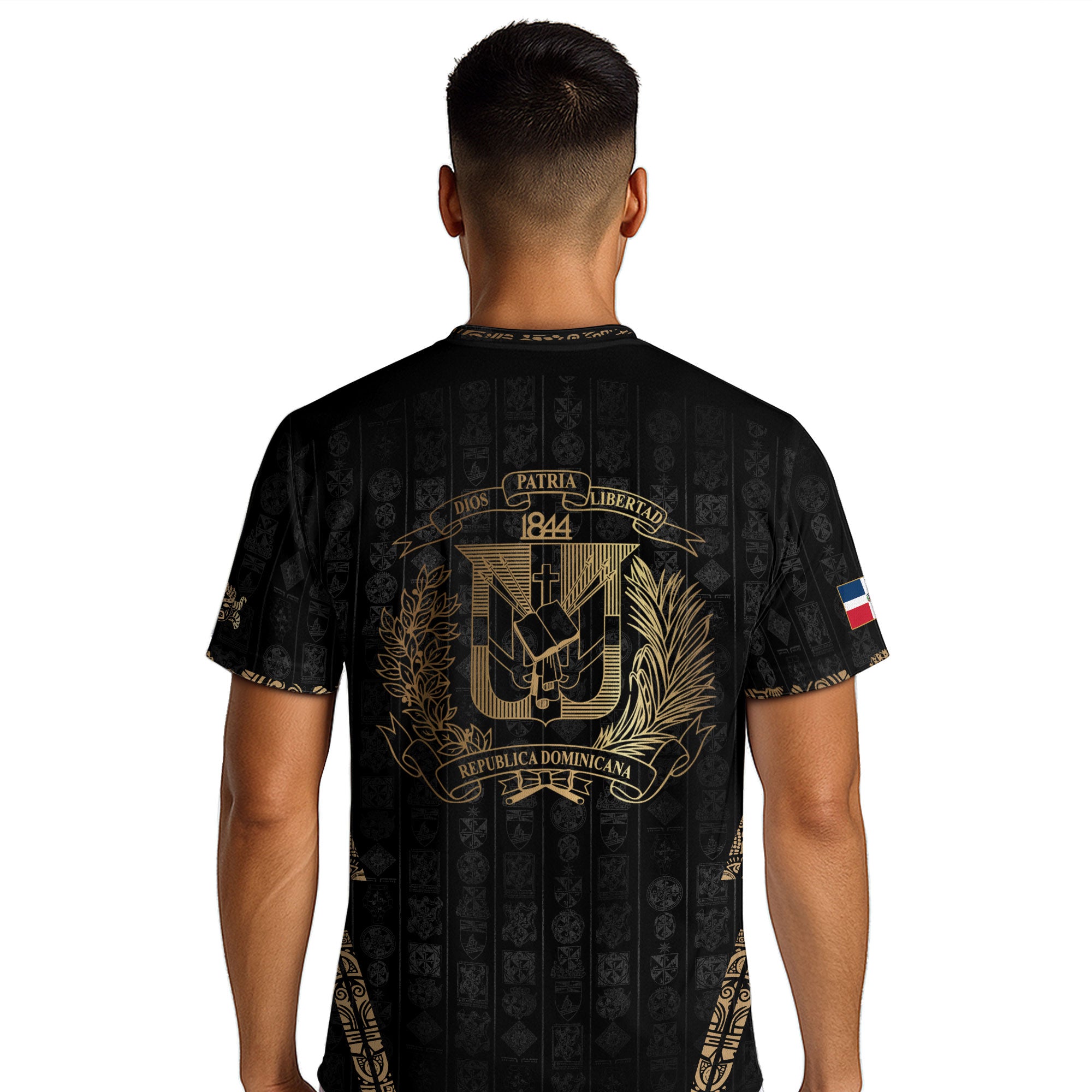 Dominican Republic Black Gold Vintage Heritage Coat of Arms Soccer Jersey