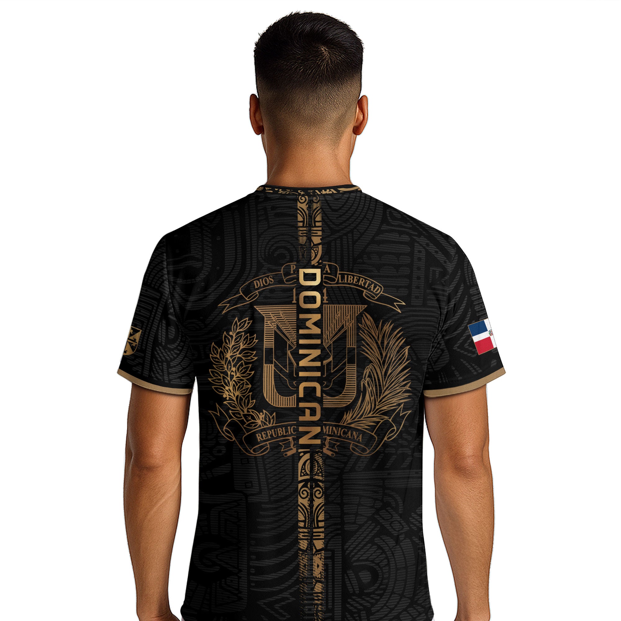 Dominican Republic Black Gold Taino Tribal Pattern National Pride Vintage Soccer Jersey