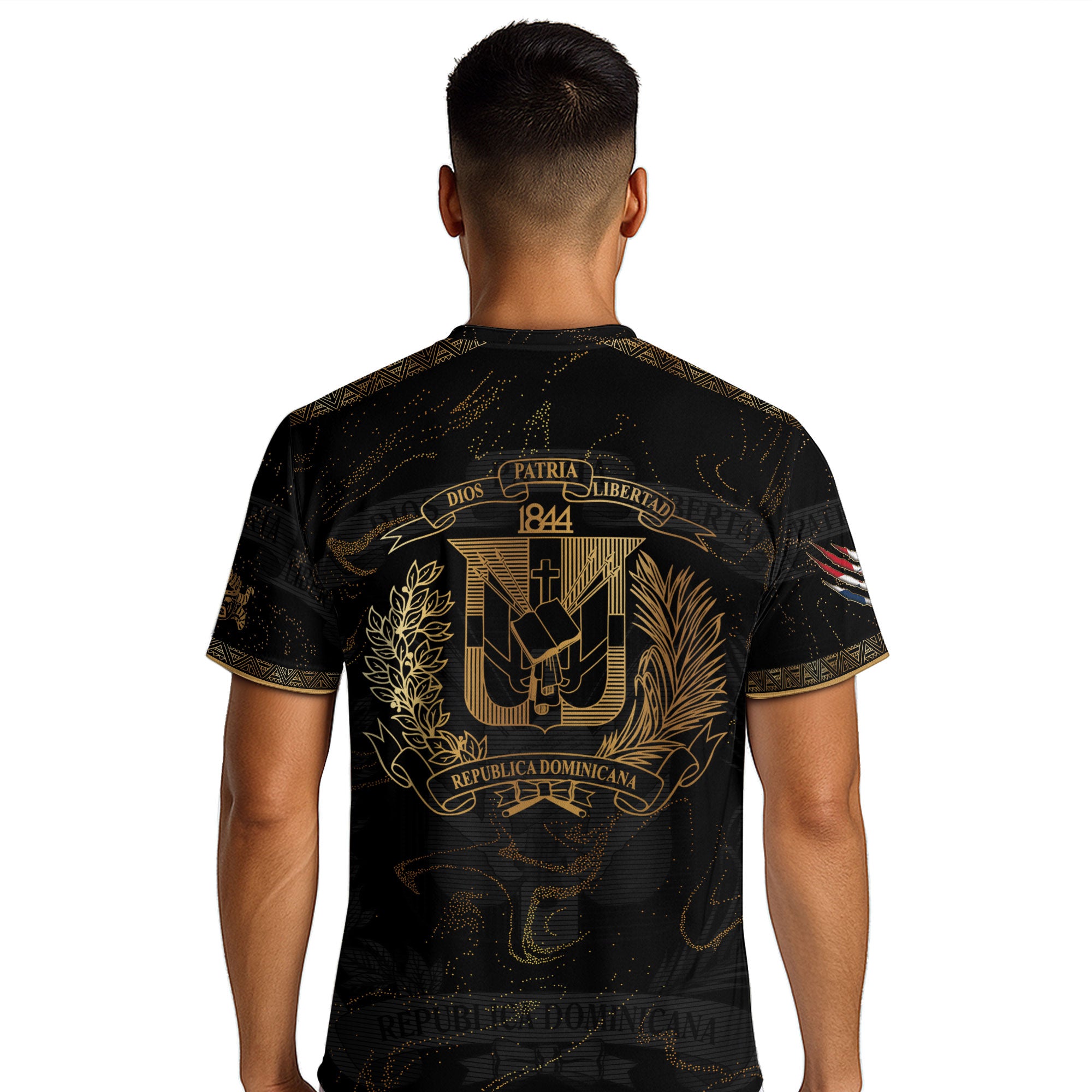 Dominican Republic Heritage Black Gold Sparkle National Soccer Jersey