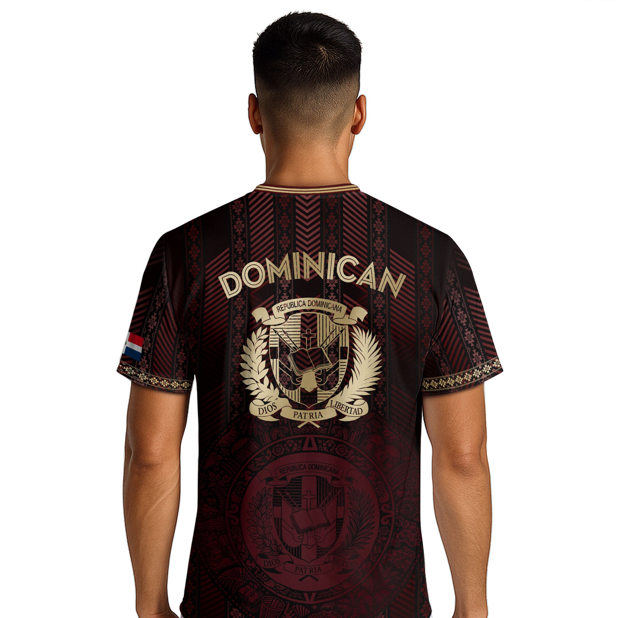 Dominican Republic Soccer Jersey Maroon Gold, Cultural Heritage National Pride Apparel