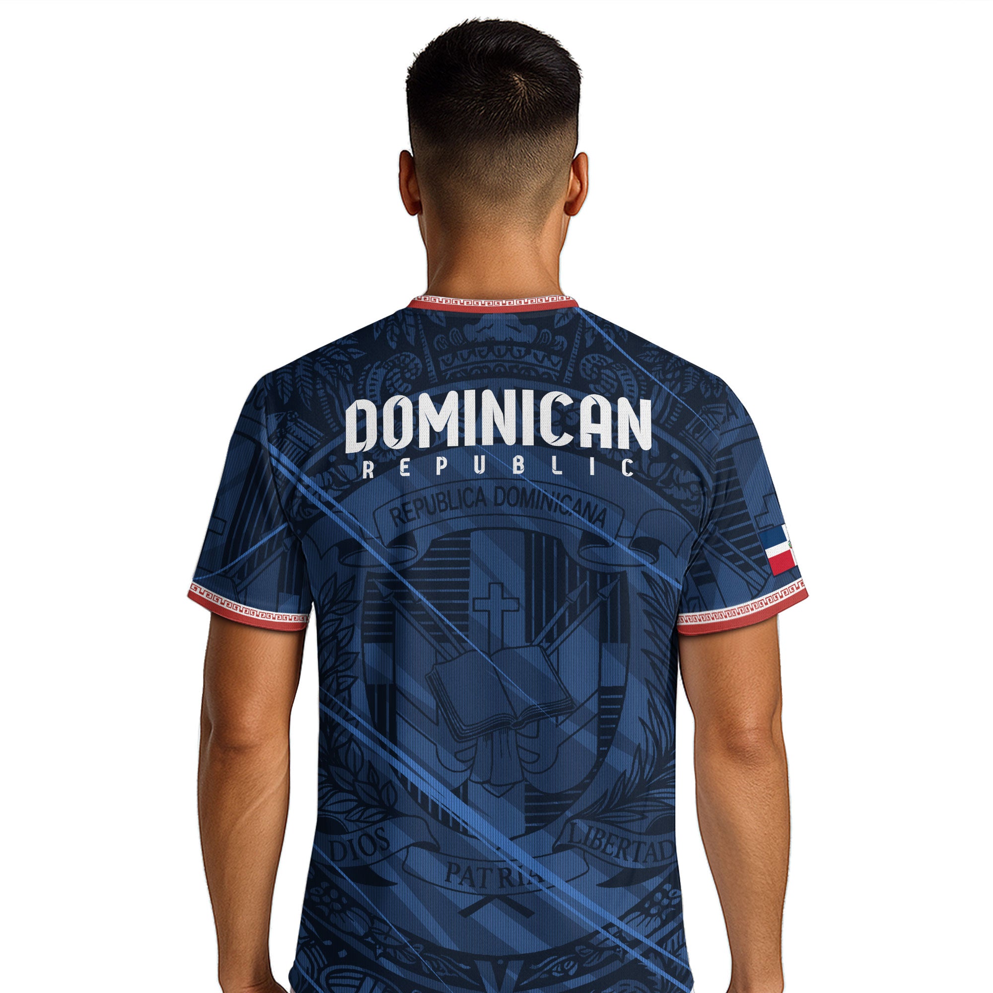 Dominican Republic Navy Red National Symbol Pattern Graphic Pride Soccer Jersey