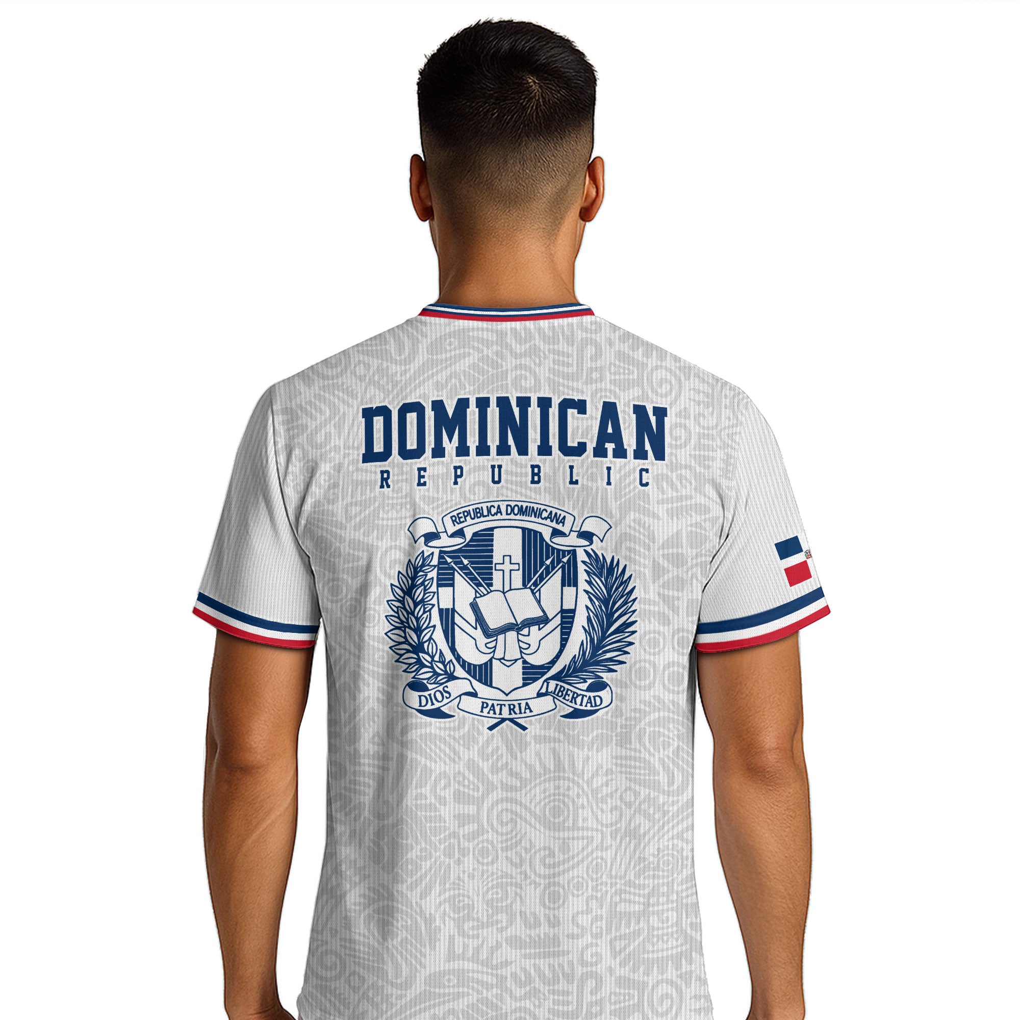 Dominican Republic Coat of Arms White Blue Red National Pride Soccer Jersey