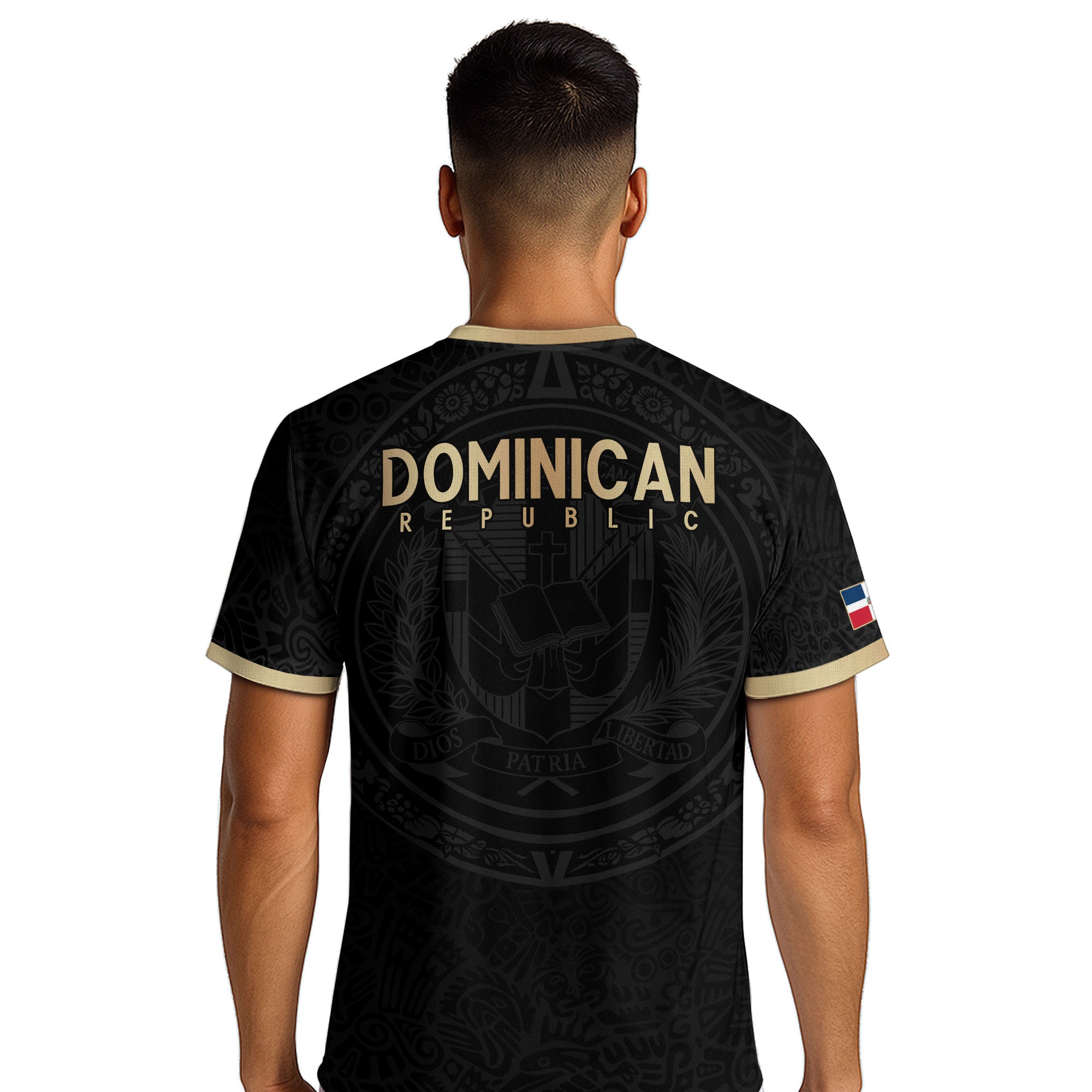 Dominican Republic Coat of Arms Black Gold Heritage National Pride Soccer Jersey