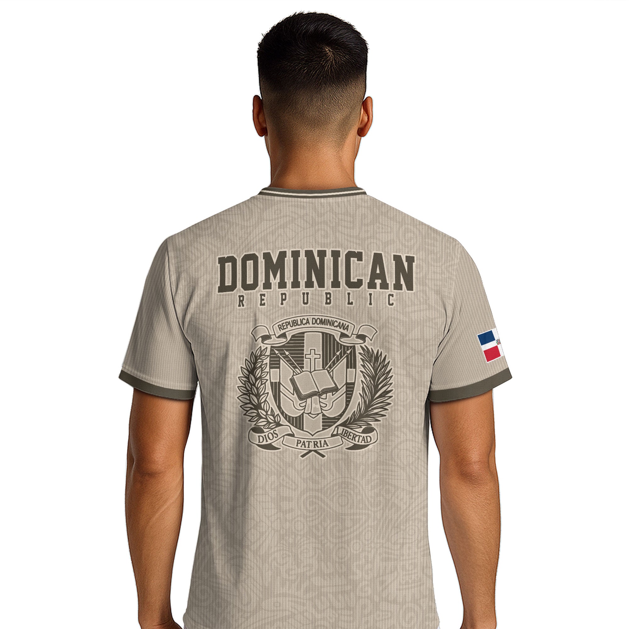 Dominican Republic Coat of Arms Beige Olive Heritage Athletic Sport Soccer Jersey