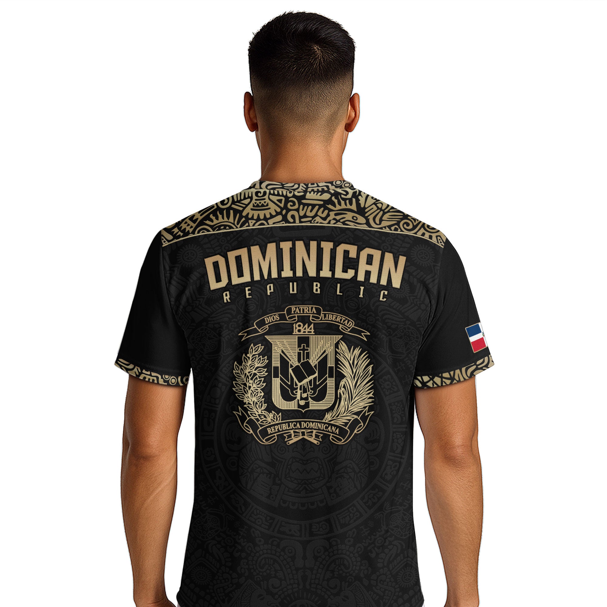 Dominican Cultural Heritage Soccer Jersey Black And Gold, National Pride Collection