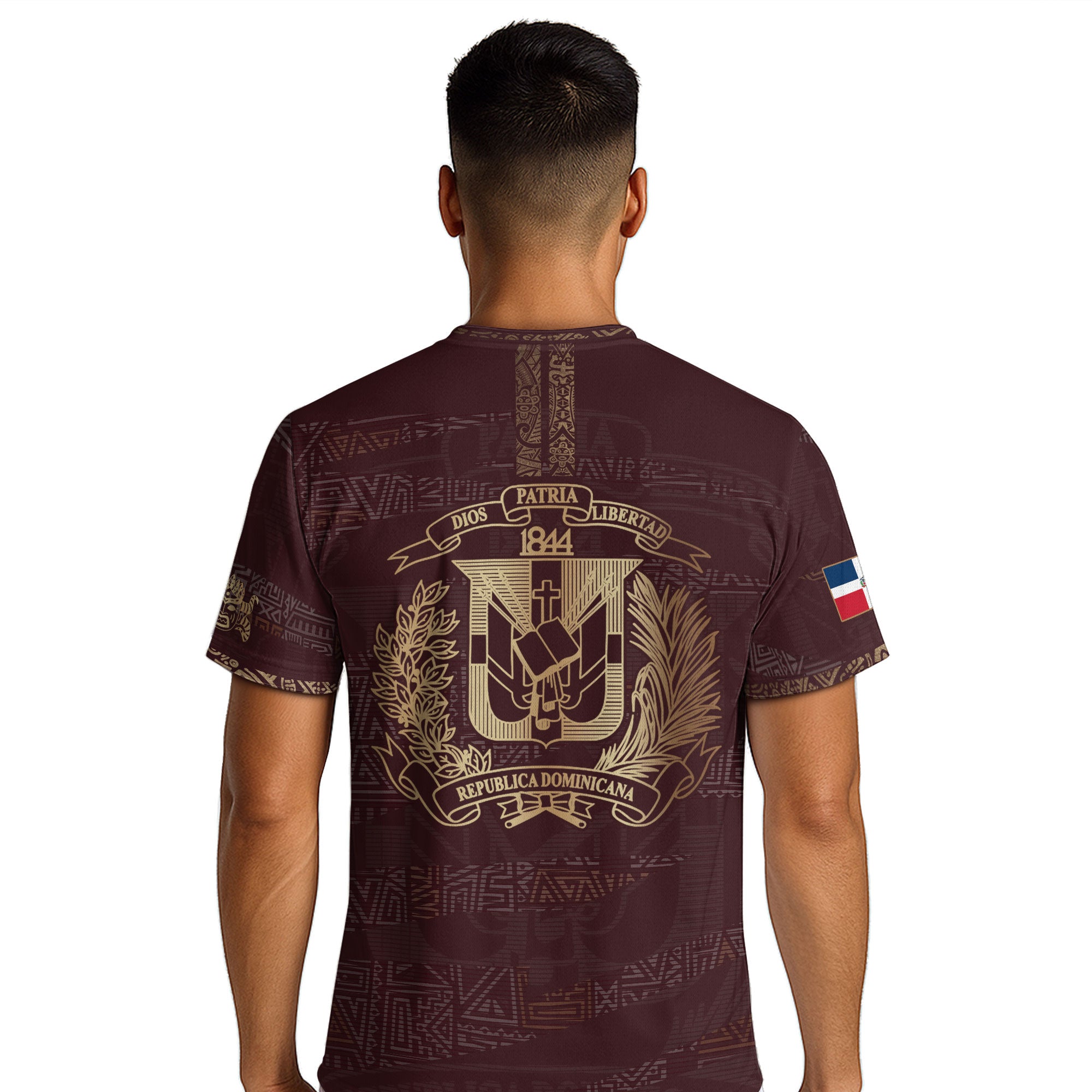 Dominican Republic Heritage Maroon Gold Abstract Soccer Jersey