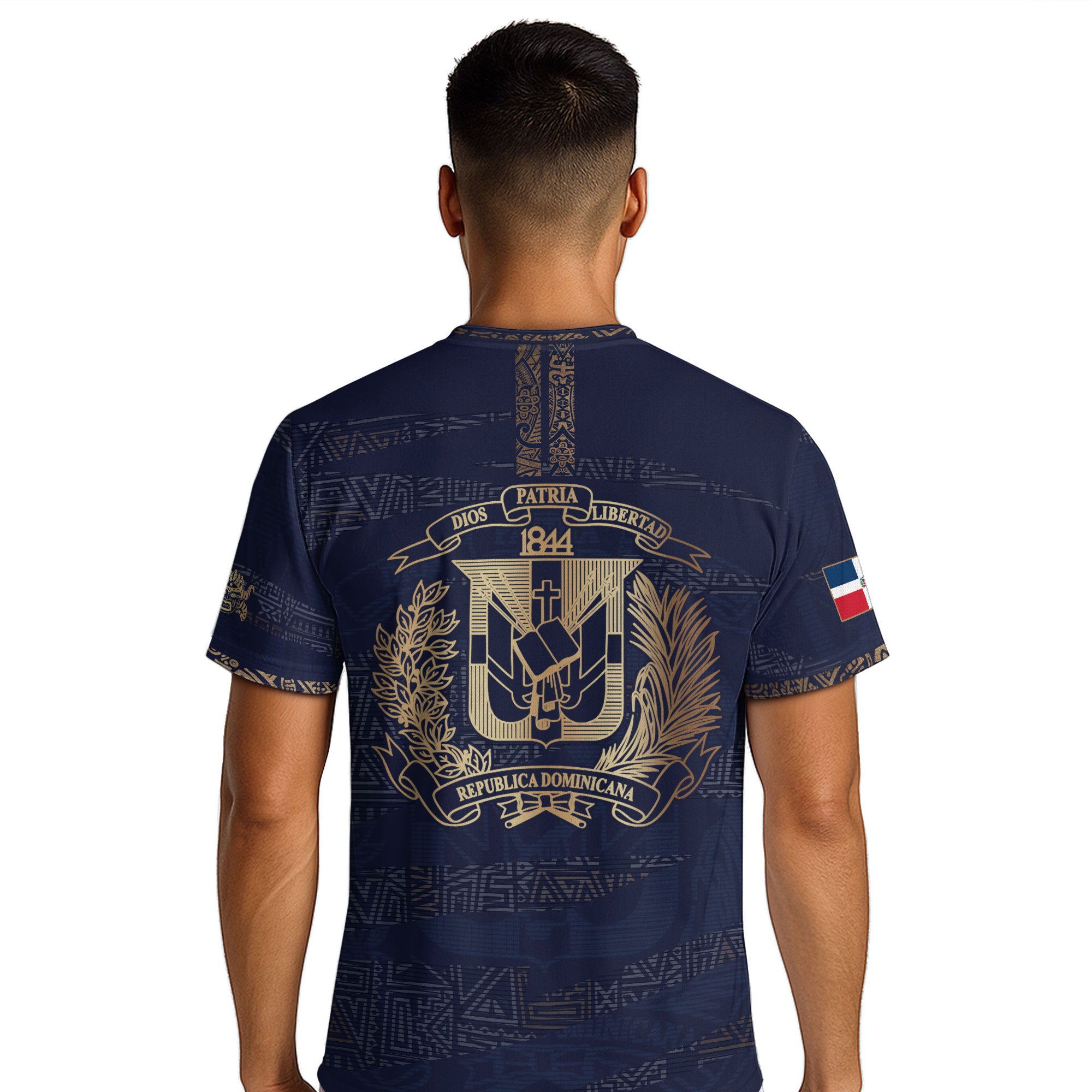 Dominican Republic Heritage Navy Gold Geometric Pattern Soccer Jersey