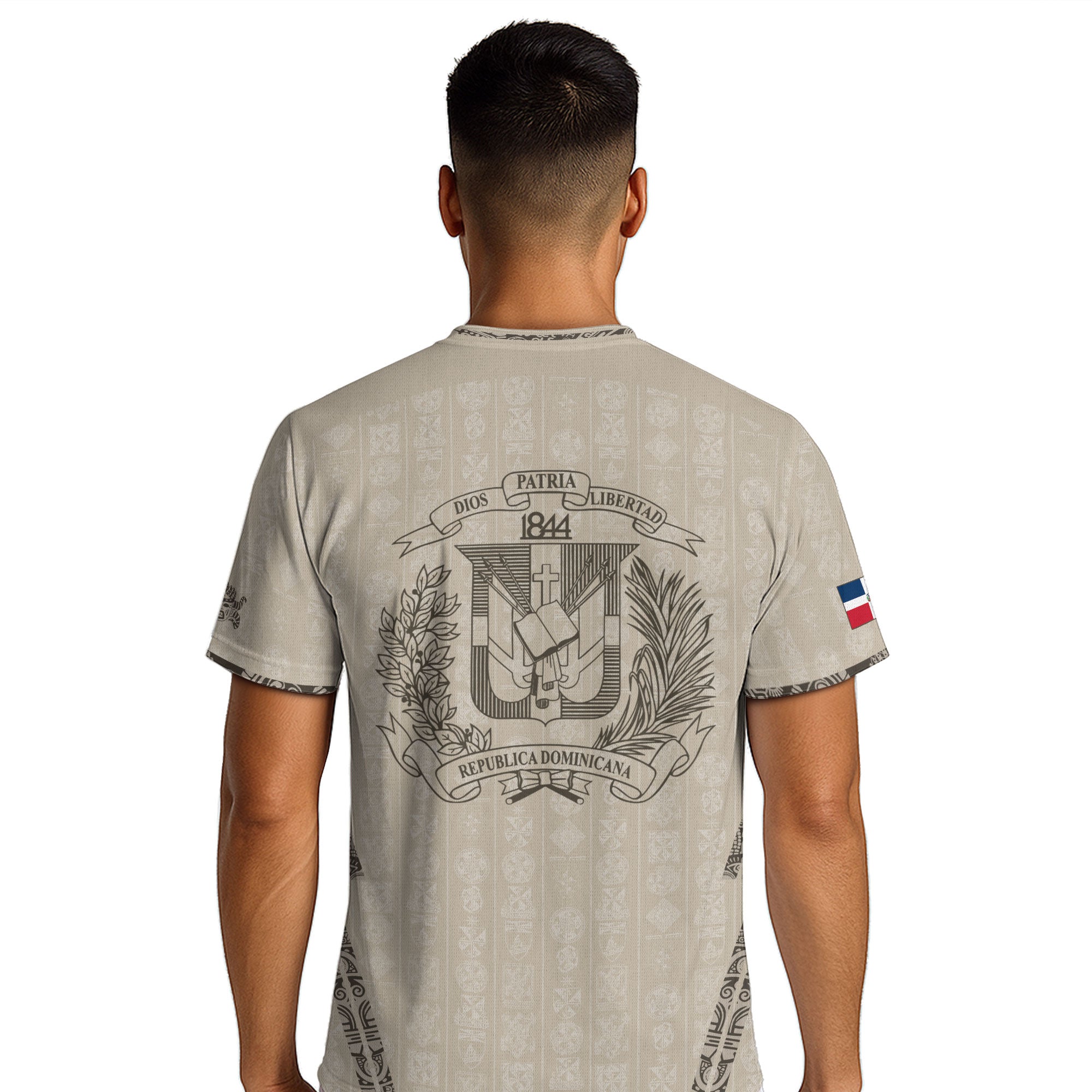 Dominican Republic Heritage Beige Tan Patchwork Soccer Jersey