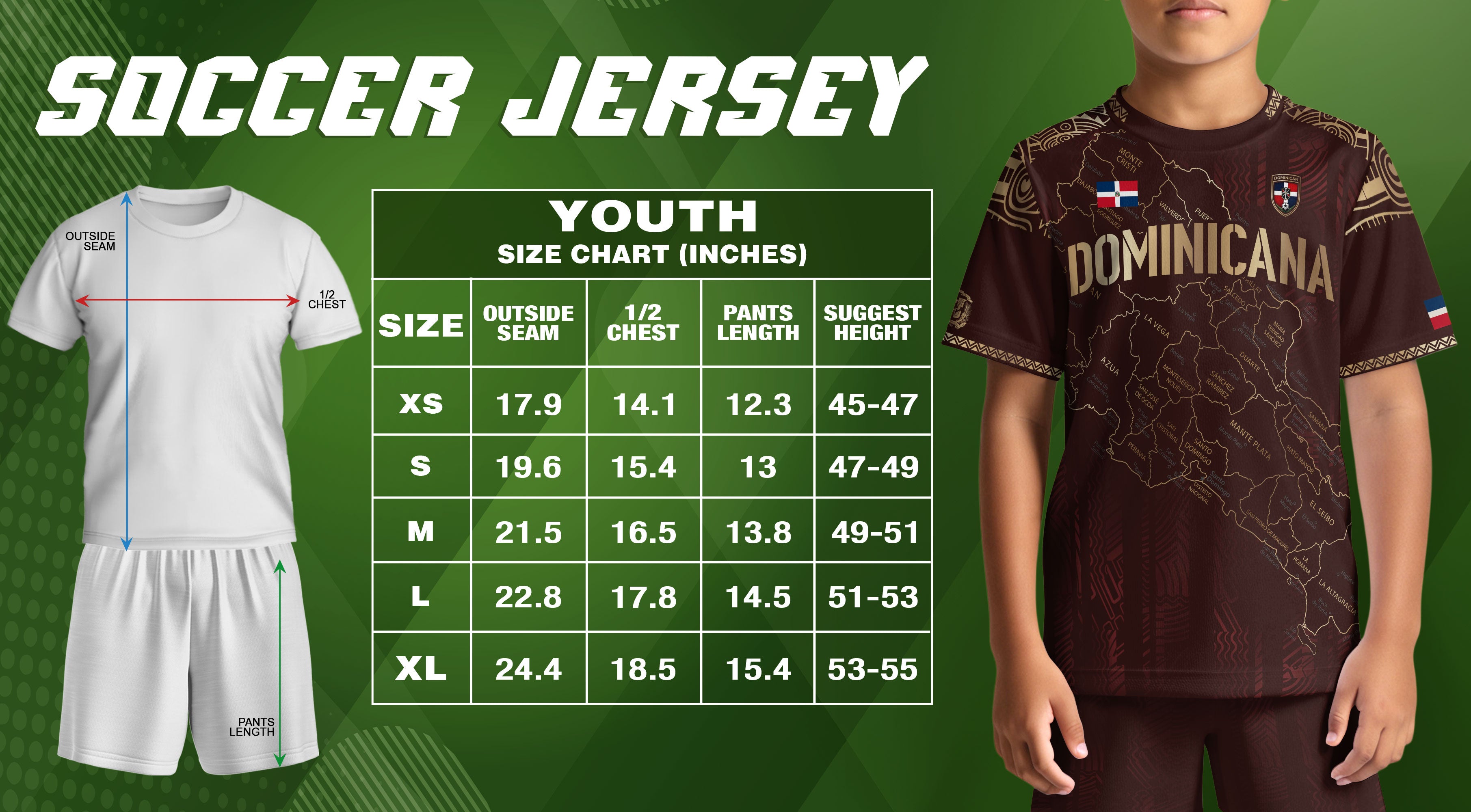 Dominican Republic Kids Youth Heritage Maroon Gold Map National Pride Soccer Jersey