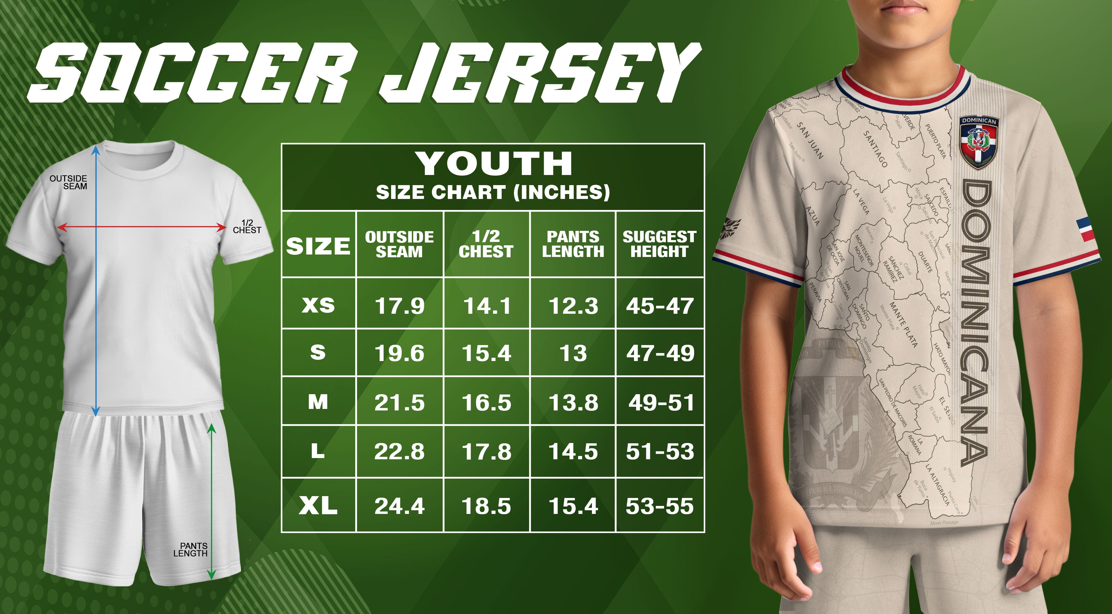 Dominican Republic Kids Youth Heritage Beige Map National Pride Athletic Soccer Jersey