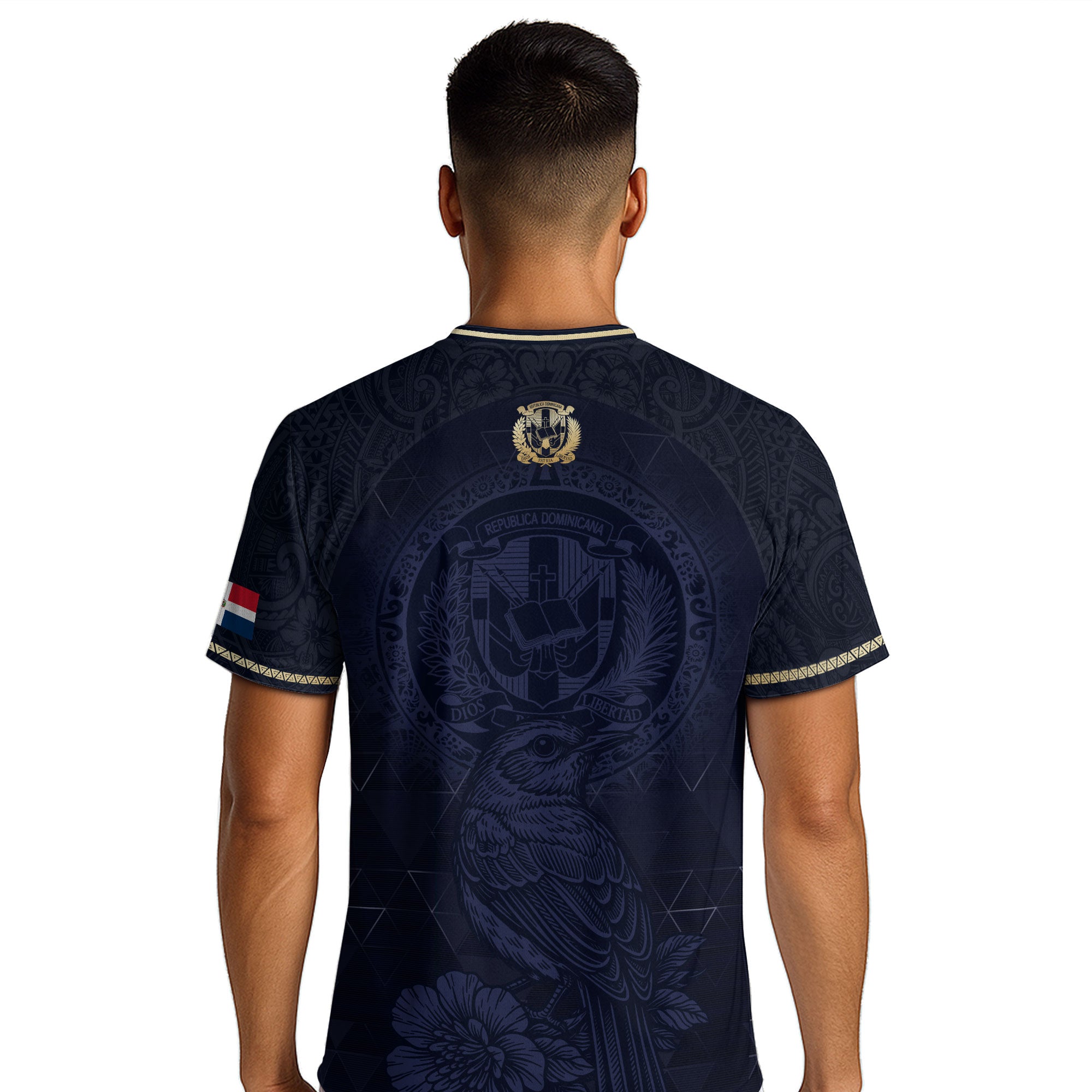Dominican Heritage Soccer Jersey Black Navy, Cultural Identity & Pride Collection