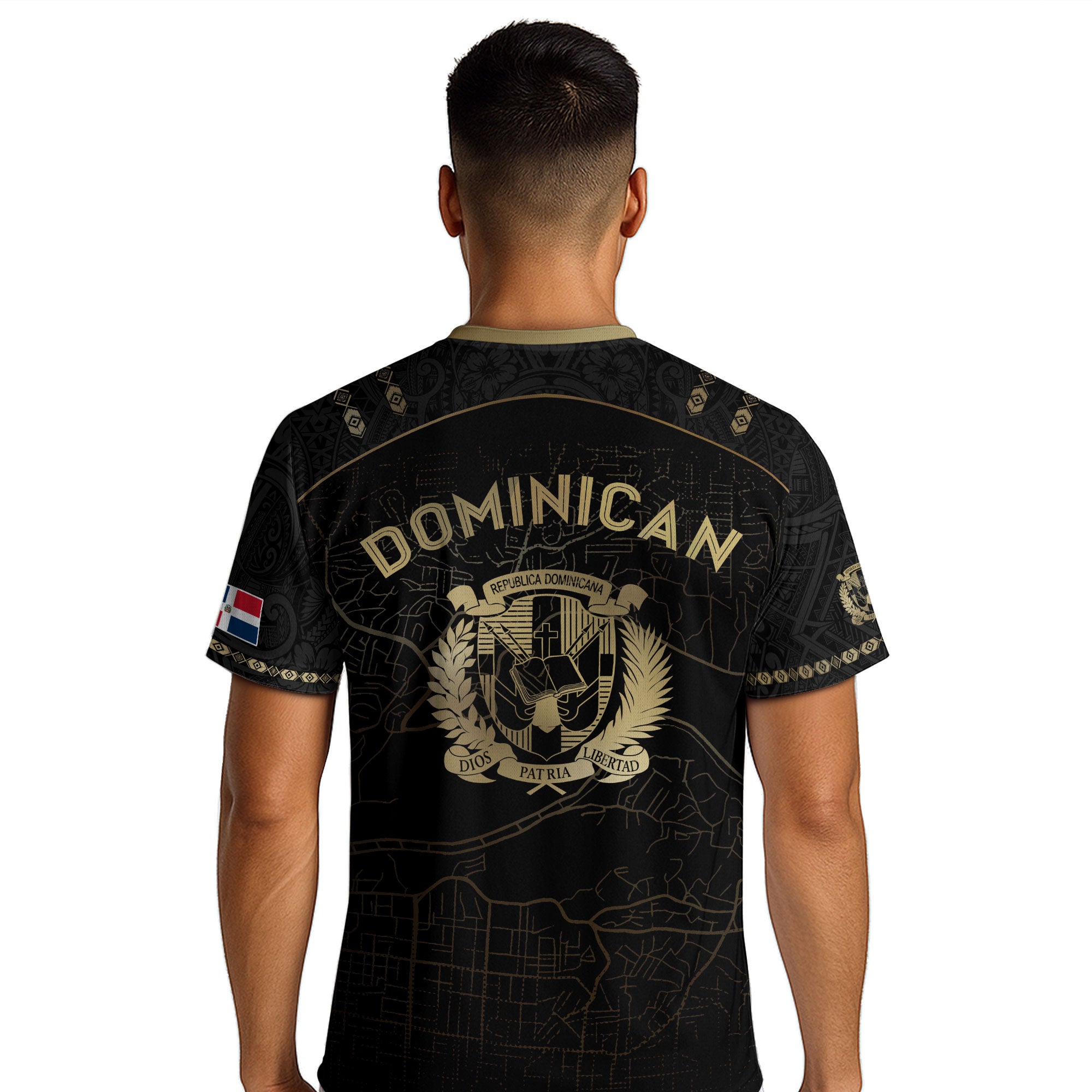 Dominican National Pride Soccer Jersey Black Gold, Heritage Inspired Apparel