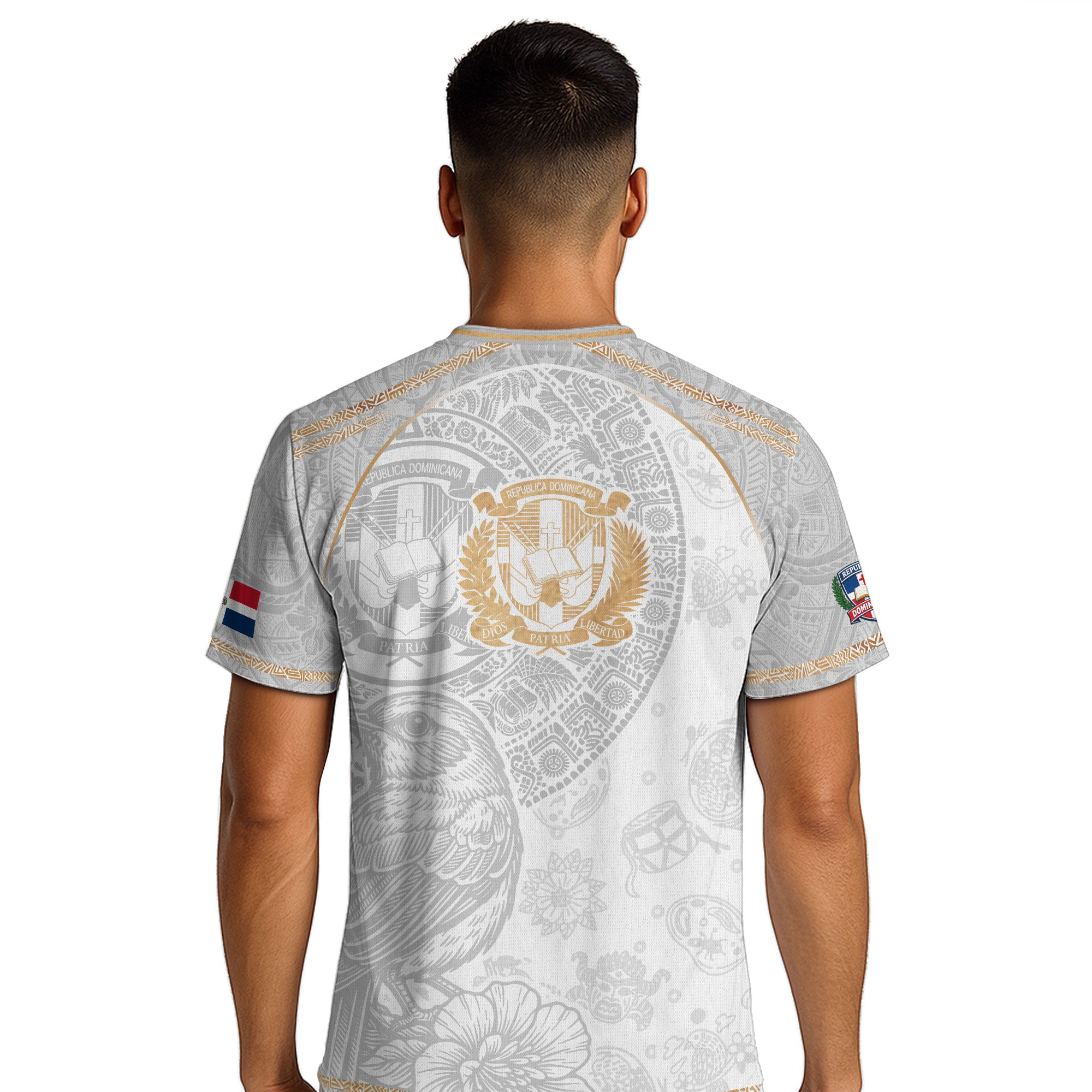Dominican Cultural Identity Soccer Jersey White Gold, Heritage Pride Edition