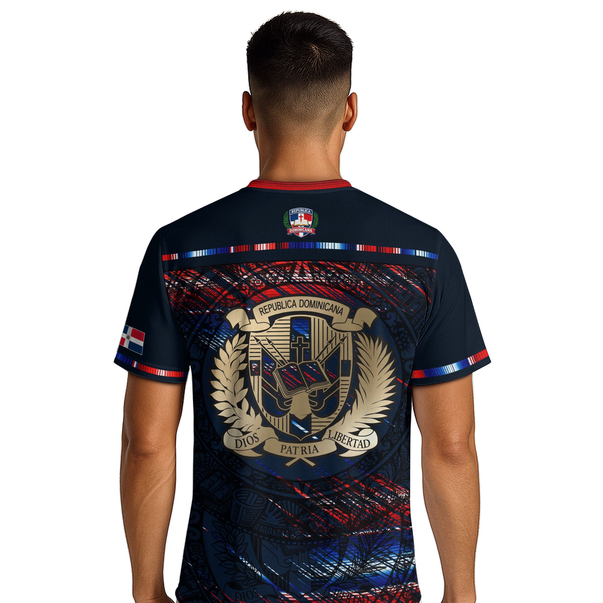 Dominican Heritage Pride Soccer Jersey Black Red Navy, Dominican Soccer Jersey, Cultural Unity Collection