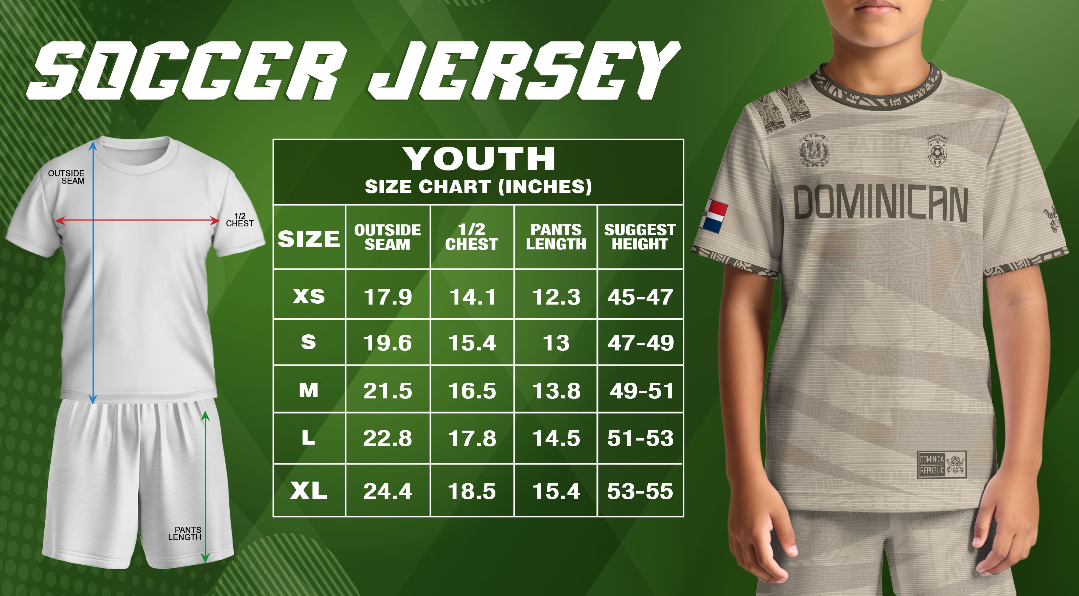 Dominican Heritage Kids Soccer Jersey Beige National Pride Collection